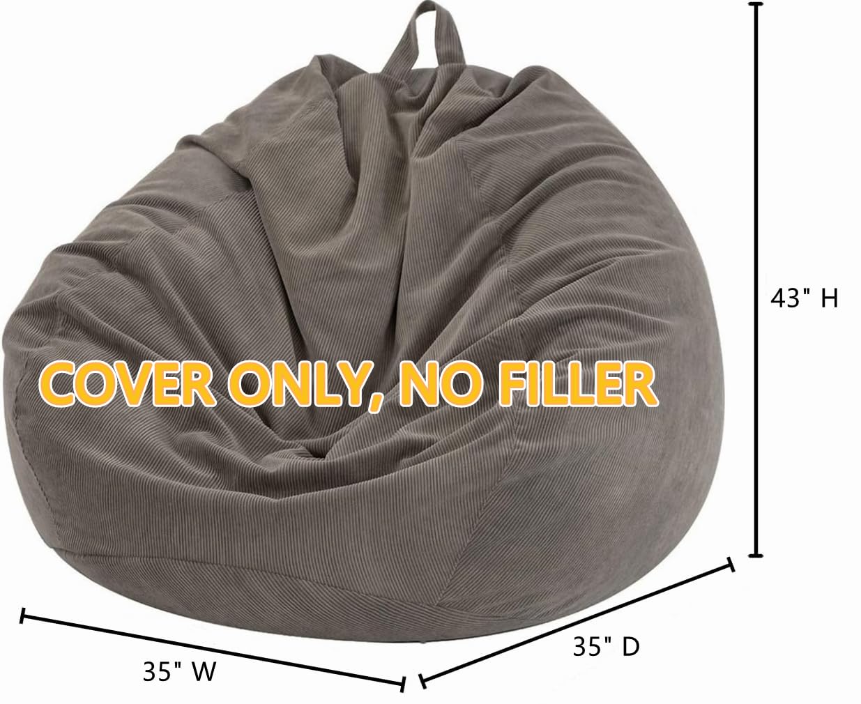 Nobildonna Bean Bag Chair Cover for Stuffed Animals Storage - No Filling, Washable Liner Only (110x89cm) - Soft Fabric Kids & Adults Bean Bag Replacement Cover - Perfect for Playrooms, Dorms & Living Rooms
