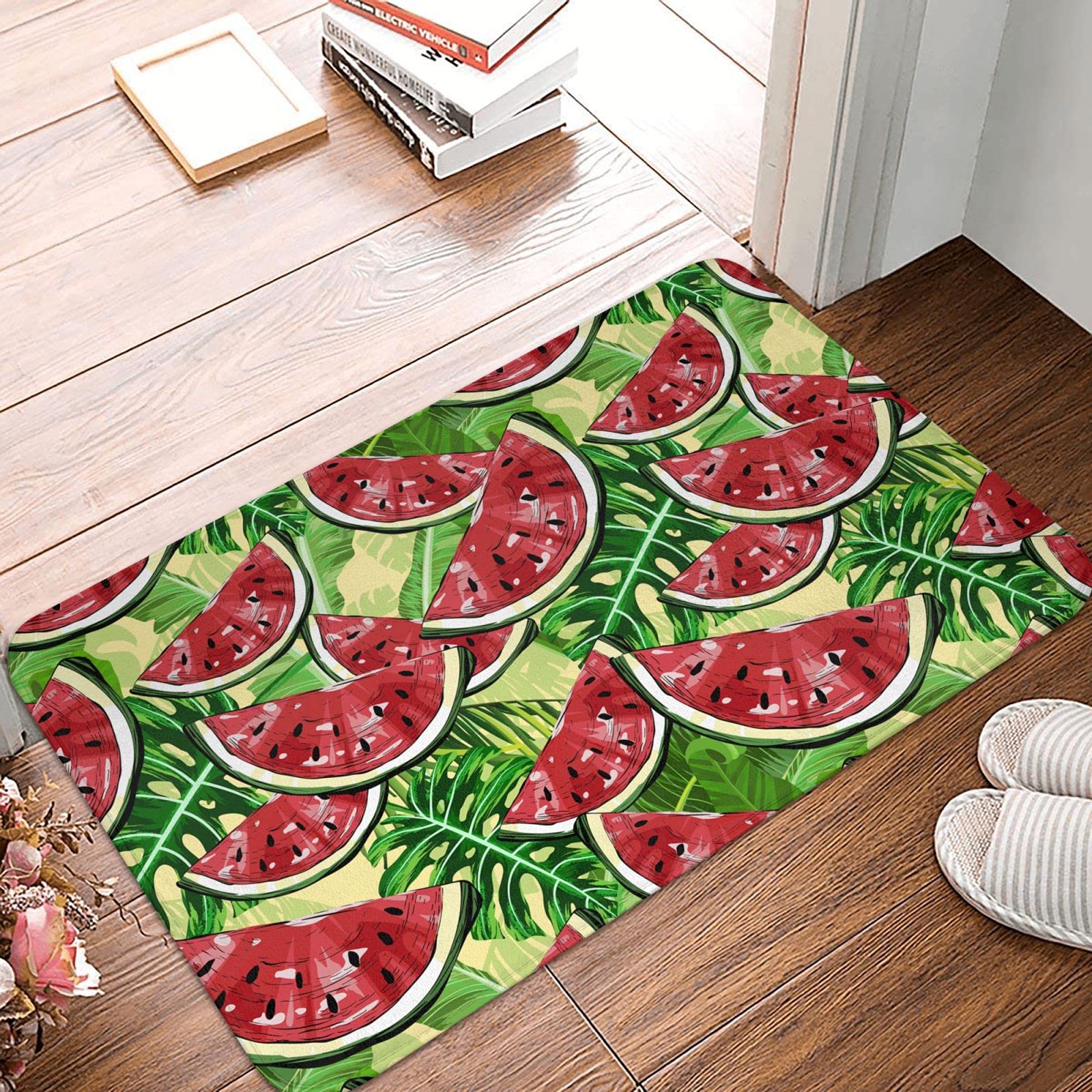 Non-Slip Watermelon Print Doormat for Indoor & Outdoor Use - Front Door, Bathroom, Kitchen, Bedroom & Living Room Entryway Rug - Perfect for Summer Decor and Home Entrance