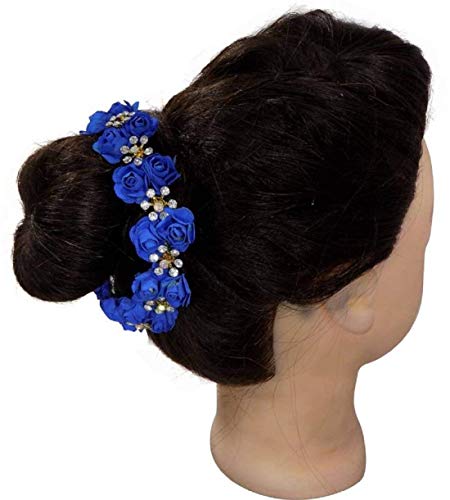 BOXO Paper Hair Gajra - Traditional Indian Hair Accessories for Women (Blue, 15g) - Perfect for Navratri, Karwa Chauth & Wedding Ceremonies - Pack of 1