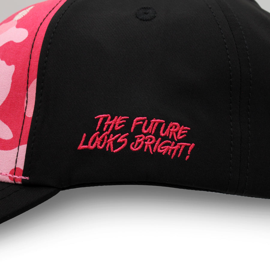 VT Shield Logo Future Looks Bright Red & Pink Camo Snapback Hat - Stylish Adjustable Baseball Cap for Men & Women - Perfect for Outdoor Sports, Streetwear Fashion & Casual Wear