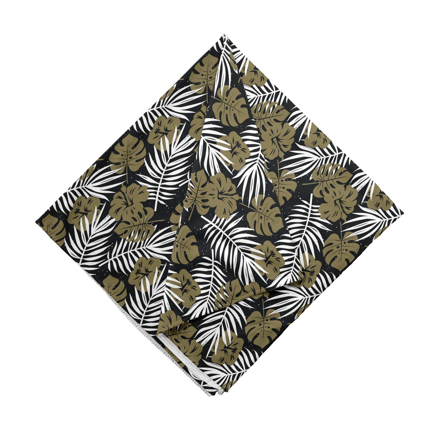 Ambesonne Aloha Bandana - Tropical Foliage & Dot Pattern Unisex Head Scarf & Neck Tie for Beach, Summer & Outdoor Activities