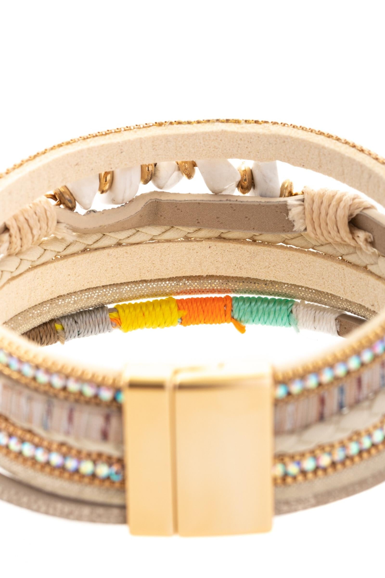 Angled Stone Adorned Bracelet - Elegant Beaded Jewelry for Women, Boho Chic Adjustable Wristband - Perfect for Parties, Weddings & Everyday Wear