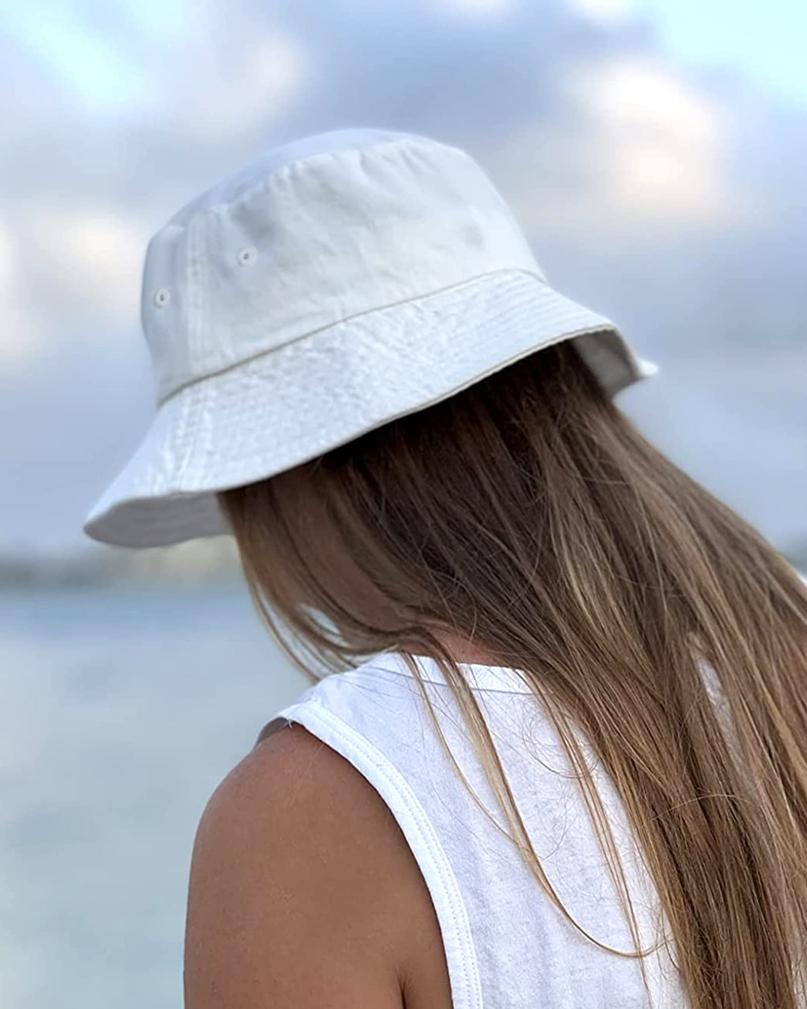 Camptrace Washed Cotton Bucket Hat for Women & Men - Packable Summer Sun Hat with Detachable String - Perfect for Beach, Hiking, and Outdoor Activities