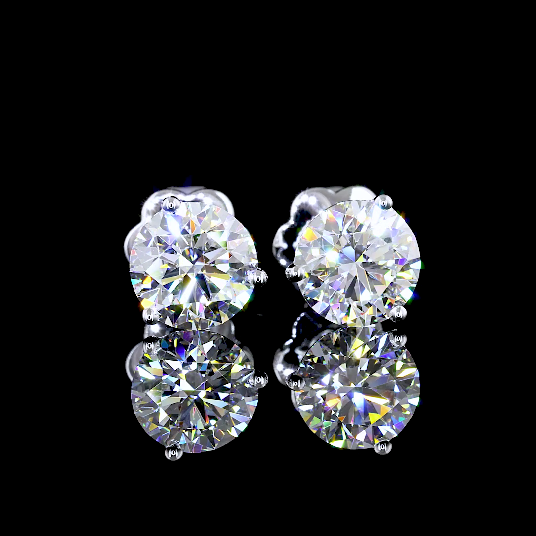 2.06 Carat Lab Grown Round E VS1 Diamond 14K White Gold Martini Stud Earrings for Women - Perfect for Weddings, Anniversaries & Special Occasions