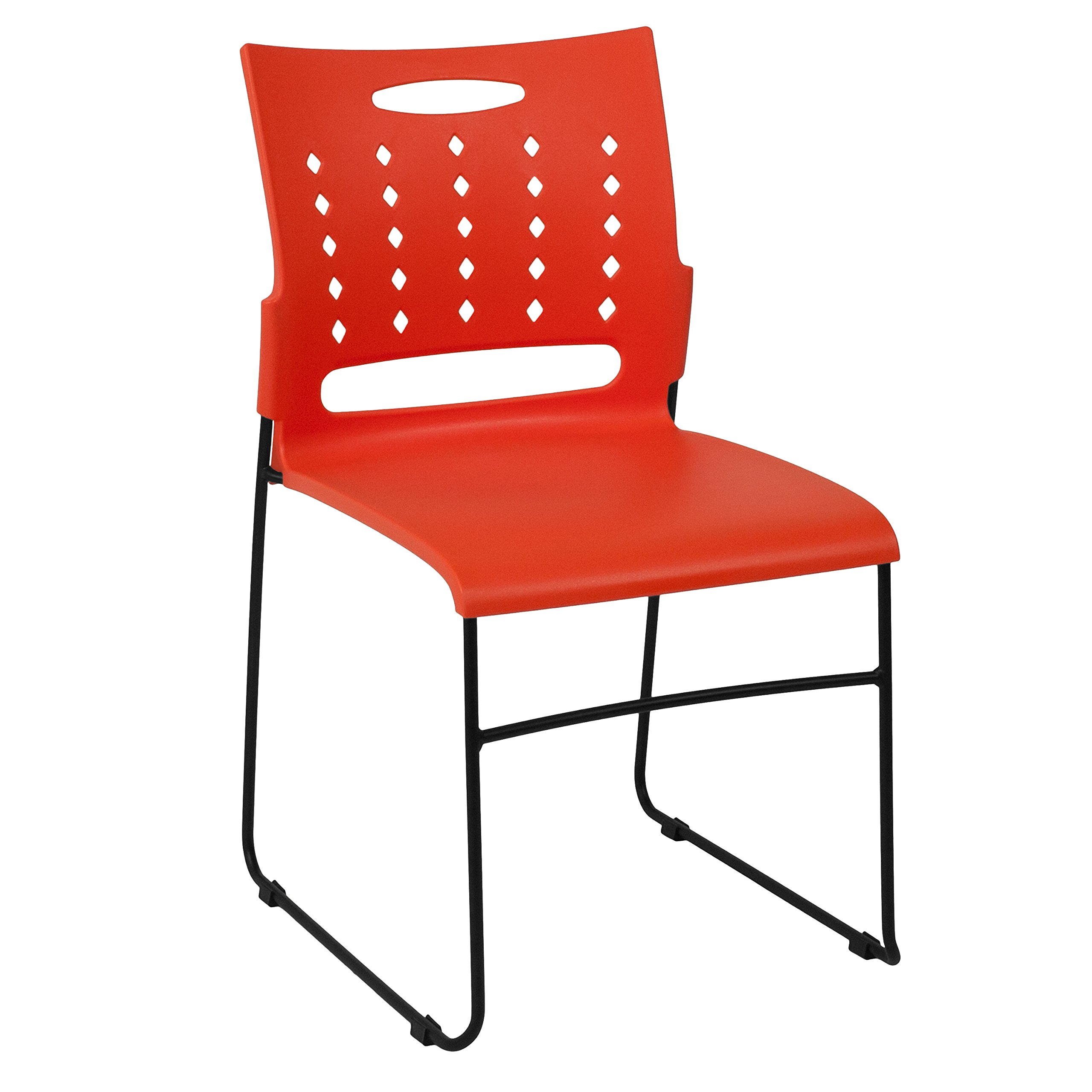 Flash Furniture 5-Pack HERCULES Series 881 lb Capacity Orange Sled Base Stack Chairs with Air-Vent Back - Heavy Duty Stackable Chairs for Banquet Halls, Conference Rooms & Event Venues
