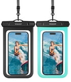 WEKEEP Waterproof Phone Pouch 2 Pack - IPX8 Certified Cellphone Dry Bag for Swimming, Beach, Cruise & Outdoor Activities - Universal Fit for iPhone Samsung - Essential Waterproof Phone Case (Black/Teal)