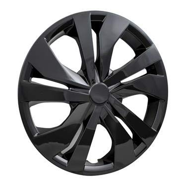 Premium 15 Inch Gloss Black Wheel Covers Hubcaps for 2017-2019 Nissan Versa - 5 Double Spoke Design - Durable Plastic Set of 4 - Perfect for Car Upgrades & Road Protection