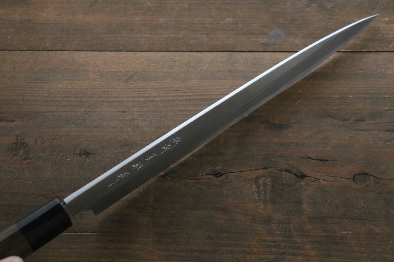 Premium Hideo Kitaoka Blue Steel No.2 Damascus Yanagiba Sushi Knife 300mm with Exquisite Shitan Handle - Perfect for Professional Sushi Chefs & Japanese Cuisine Lovers