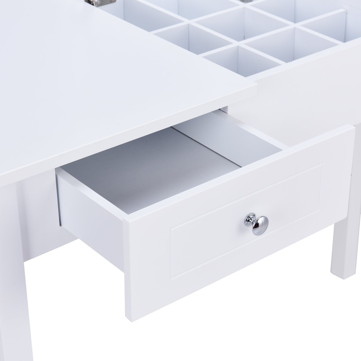GOFLAME Vanity Table with Flip Top Mirror & 9 Organizers - Makeup Dressing Table with 2 Drawers for Cosmetics Storage - Sturdy White Writing Desk for Bedroom - Easy Assembly Beauty Station for Makeup Lovers & Home Office Use