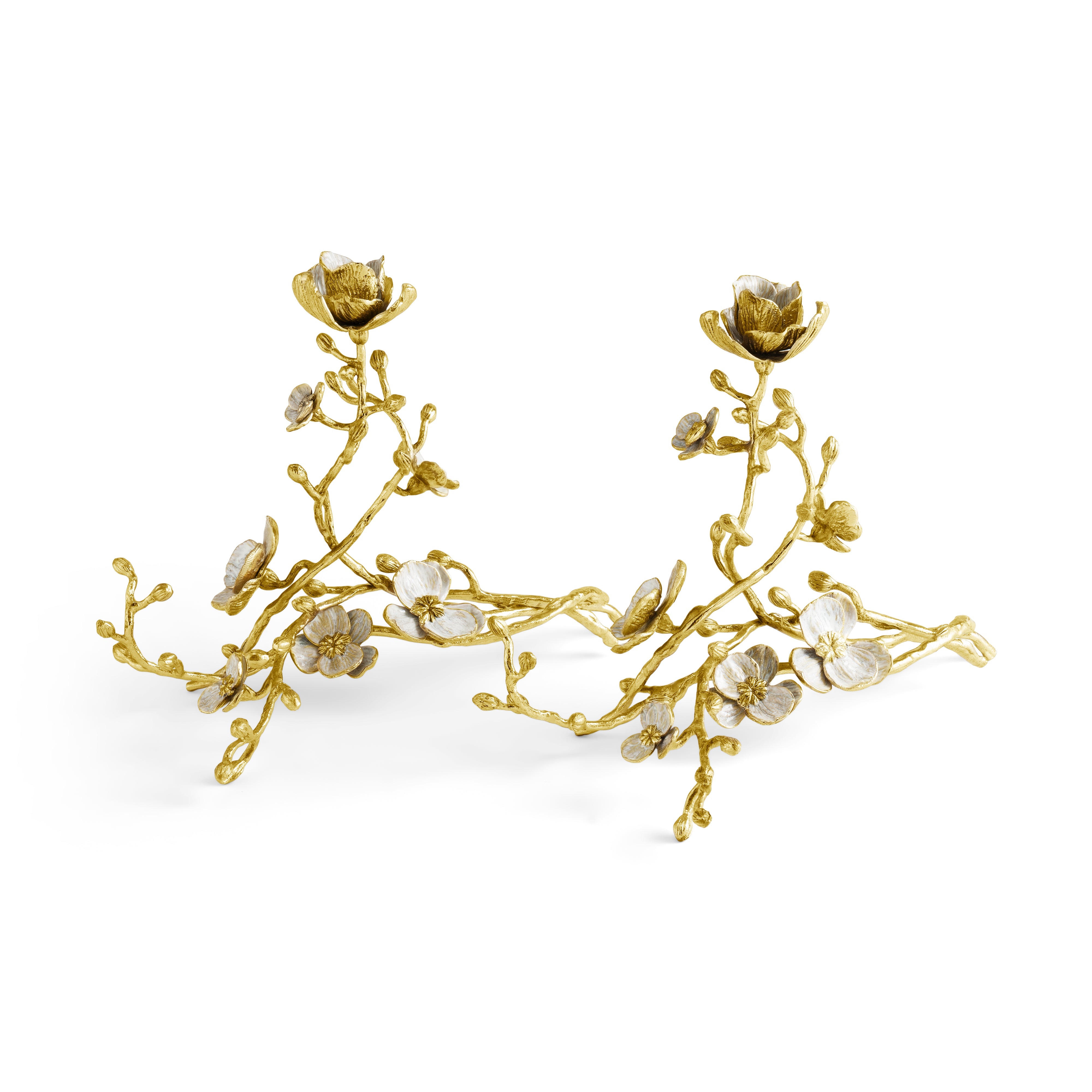 Elegant Orchid Sculptural Candle Holders - Set of 2 Modern Home Decor for Dining Table, Wedding Centerpiece & Romantic Ambiance