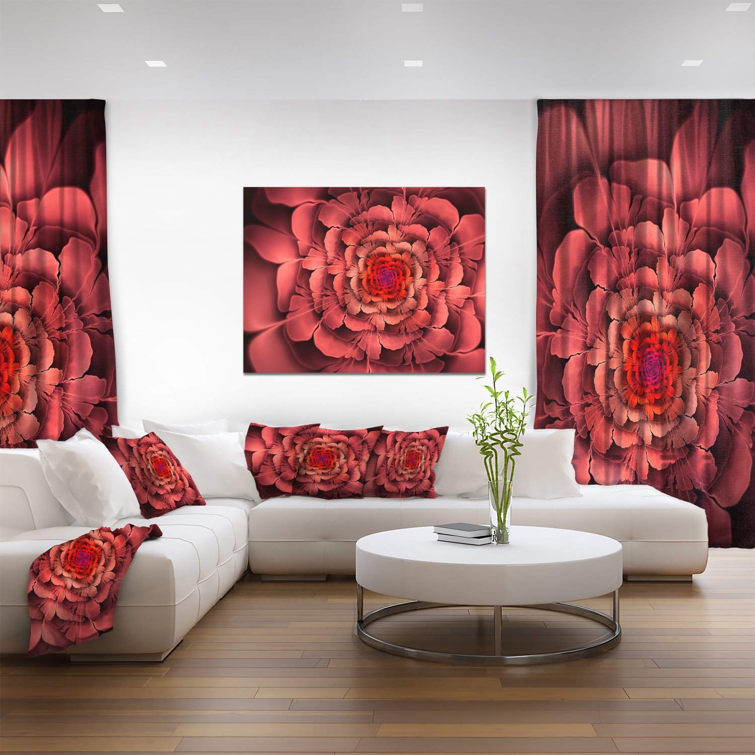 Vibrant Pink Fractal Floral Canvas Art Print - Stunning Wall Decor for Living Room, Bedroom & Office | Handmade Dense Petals Design