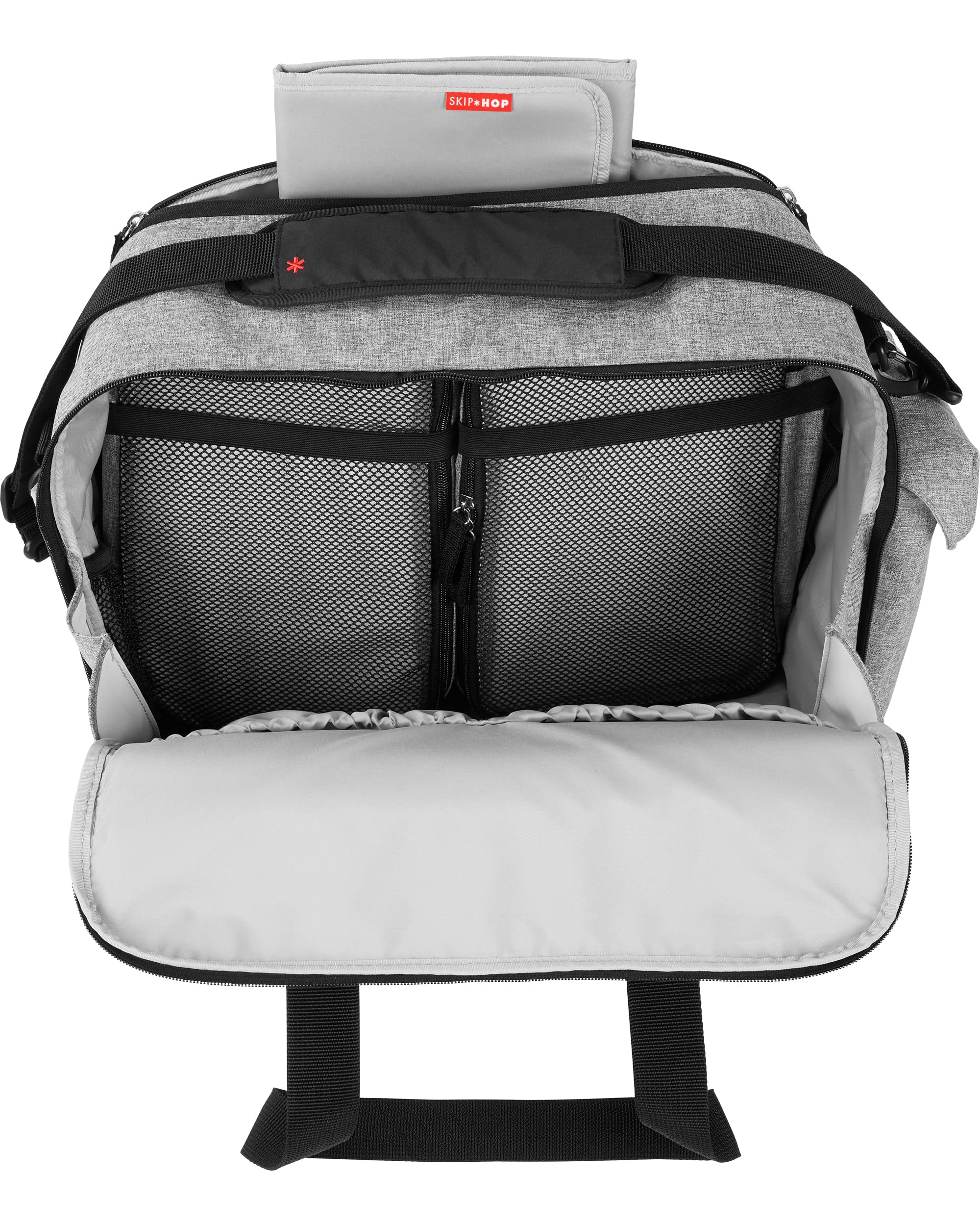 Skip Hop Diaper Bag Backpack - Extra Large Capacity Baby Bag with Changing Pad & Stroller Straps | Grey Melange Weekender for Travel, Outings & Daily Use with Toddlers