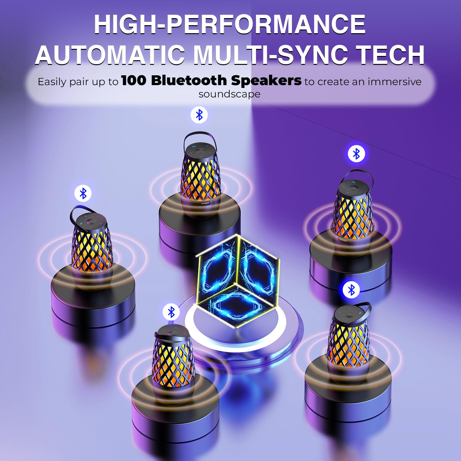 IXTECH Waterproof Outdoor Bluetooth Speakers with LED Lights - Portable Wireless Speaker for Camping, Beach, Pool Party - Multi-Sync Connection, Mountable Lantern Design - Perfect Gift for Dad & Mom (2 Pack)