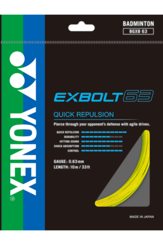 Yonex Exbolt 63 Badminton String - High Performance Badminton Racket String for Professional Players | Perfect for Tournament Play & Training