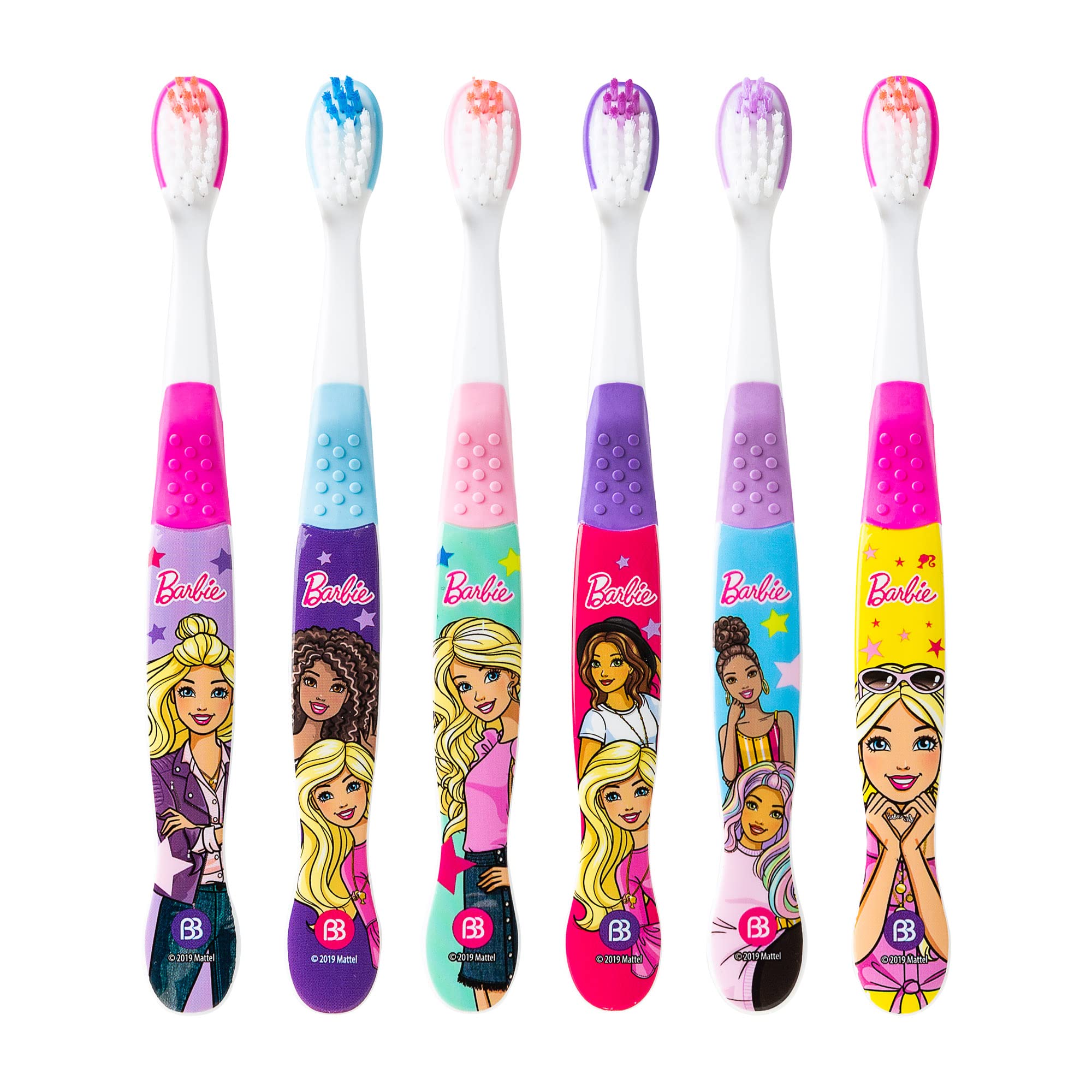 Brush Buddies 6 Pack Barbie Toothbrushes for Kids - Soft Bristle Children's Toothbrushes with Cute Designs | Perfect for Daily Oral Care & Travel