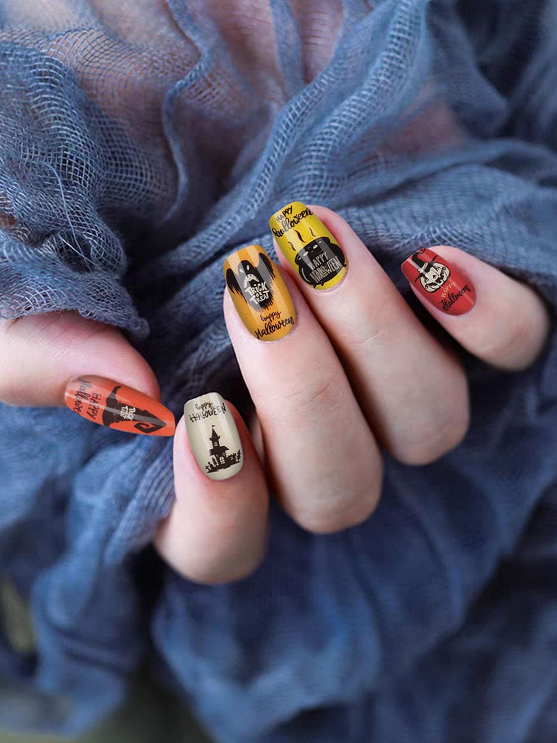 Halloween Nail Art Stickers - Waterproof Skull Blood Gel Nail Polish Strips & Full Wrap Decals (UV/LED Lamp Required) | Perfect for Spooky Nail Designs, Costume Parties & Halloween Events