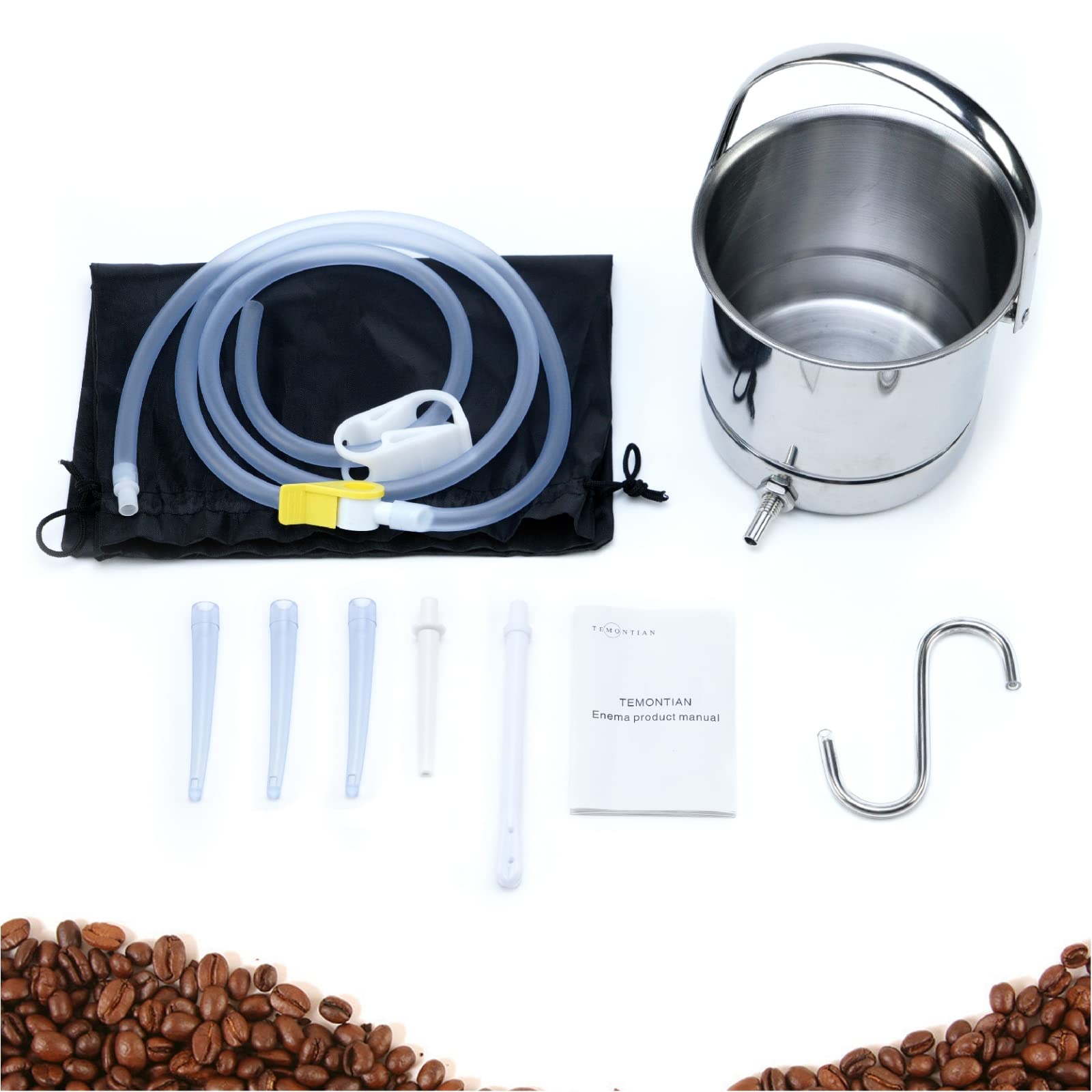 Premium Coffee Enema Kit for Colon Cleansing & Detox - Stainless Steel Enema Bucket for Men & Women - Home Colonic Detox Kit with Coffee Enema Solution - Perfect for Liver Cleanse, Gut Health & Wellness Routine