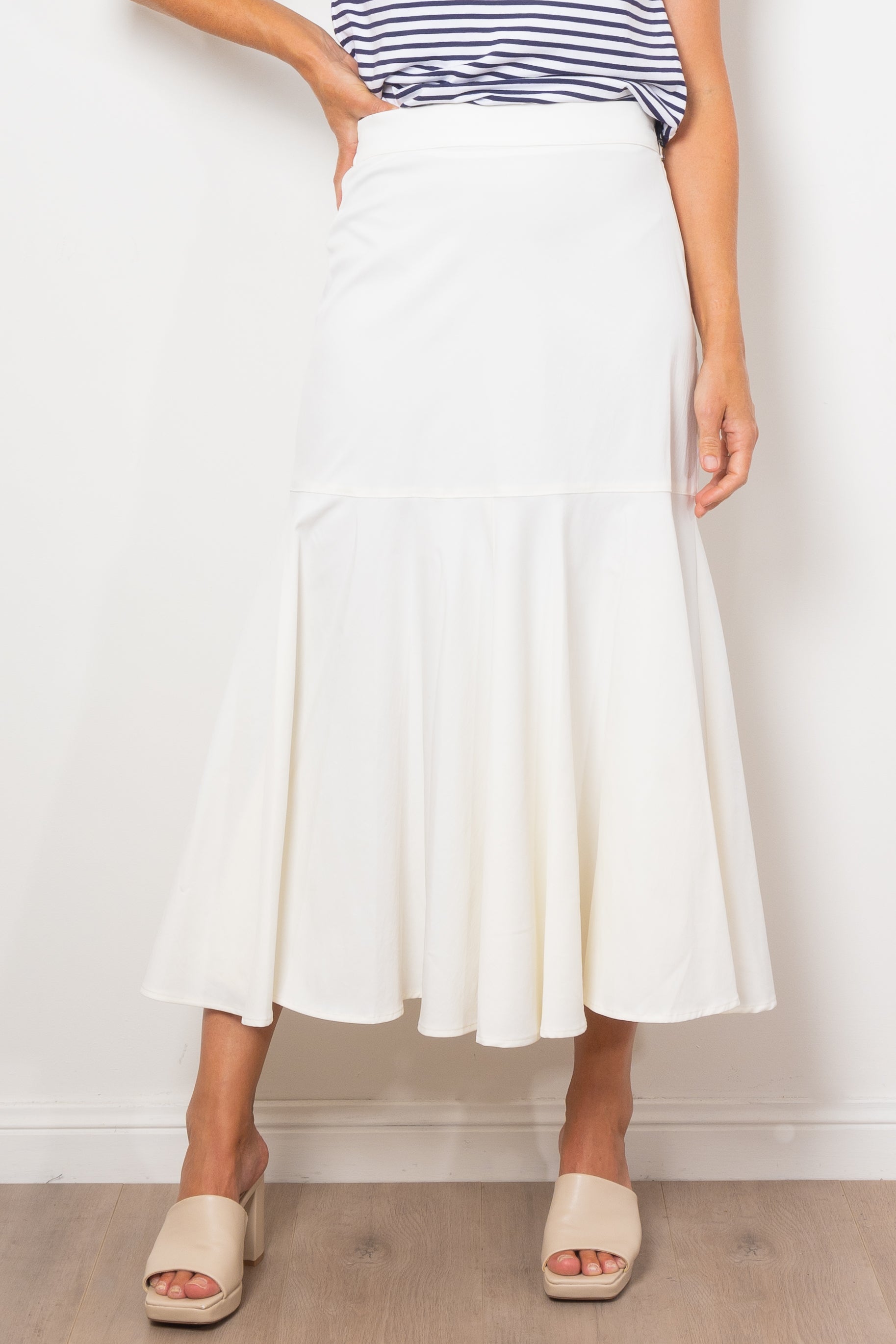 Mela Purdie Bell Skirt - Stretchy Chintz Fabric, Flared A-Line Design for Women - Perfect for Office Wear, Parties & Casual Outings