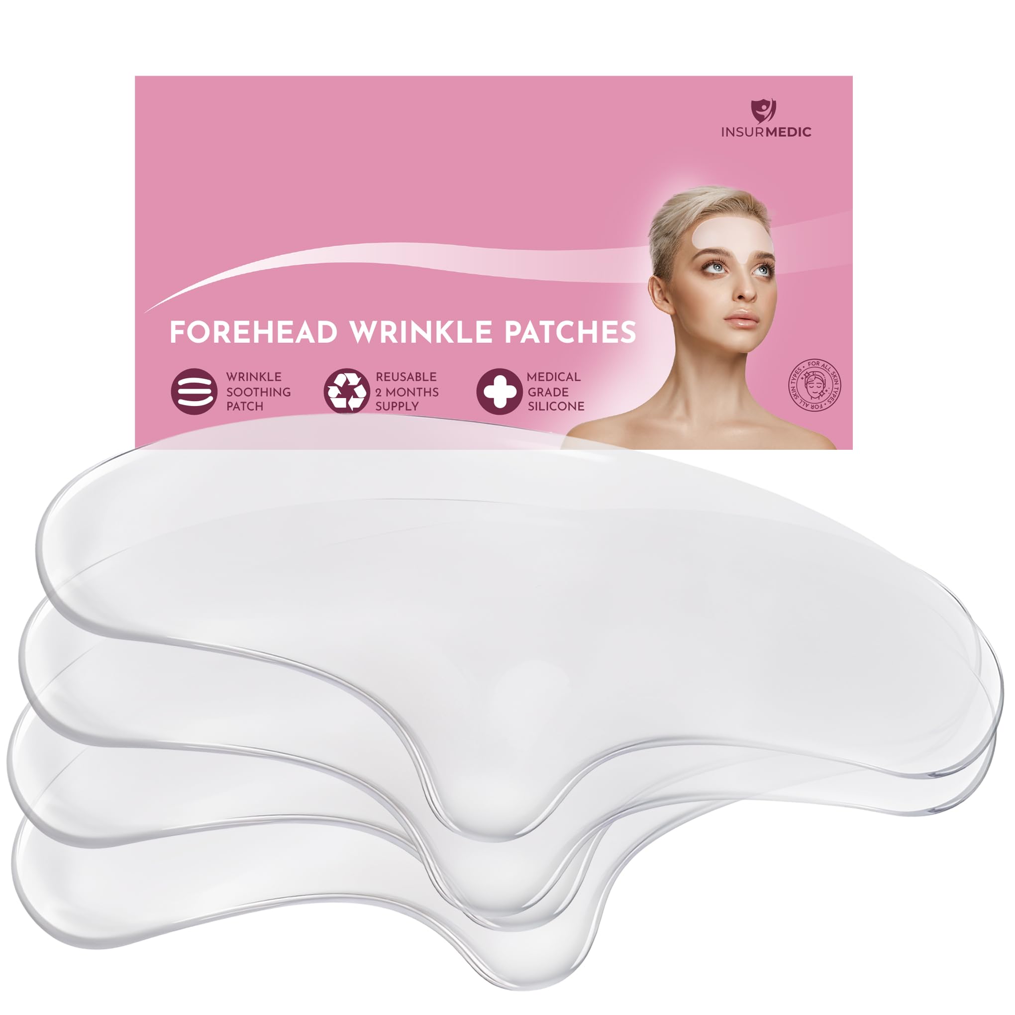 Reusable Silicone Forehead Wrinkle Patches - Anti-Aging Facial Tape for Deep Frown Lines & Wrinkles Removal | Overnight Wrinkle Treatment | Skincare Face & Eye Smoothing Sheets - Perfect for Nighttime Use, Travel & Daily Anti-Wrinkle Care