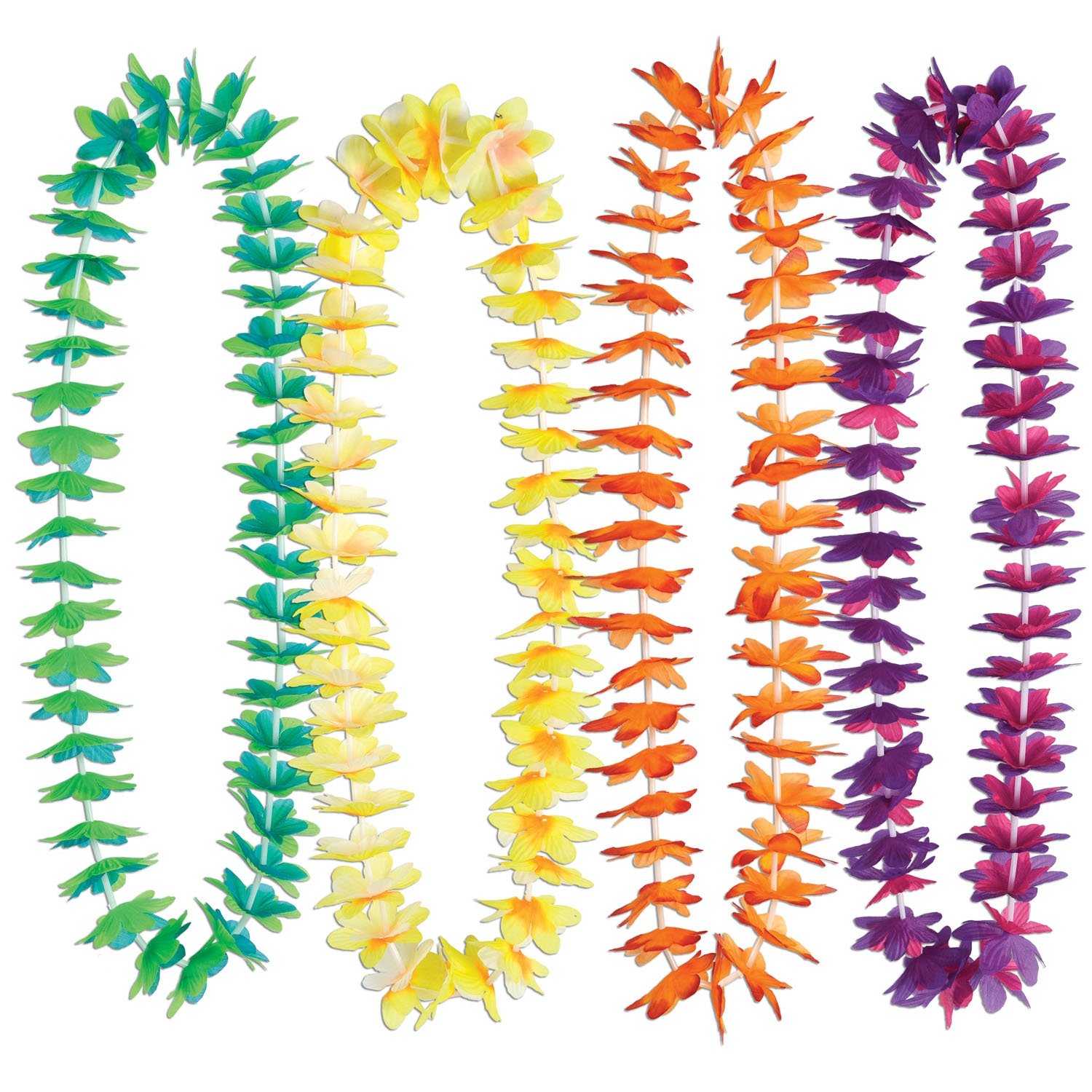 Beistle 50-Pack 40-Inch Silk 'N Petals Waikiki Leis - Tropical Hawaiian Party Decorations for Luau, Graduation, Birthday & Themed Events