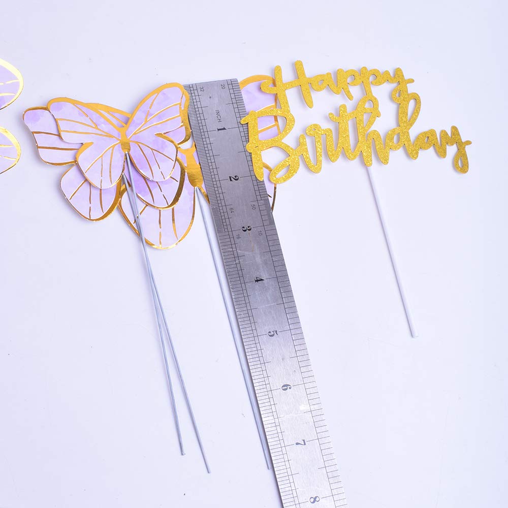 Happy Birthday Cake Topper - Butterfly & Bunting Party Decorations for Birthday Cakes | Pink Birthday Party Supplies for Weddings, Baby Showers & Celebrations