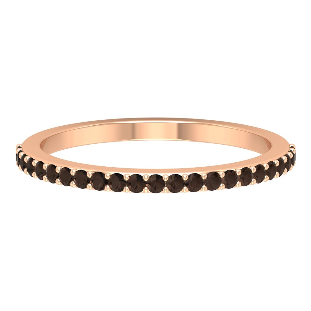 Elegant Smoky Quartz Half Eternity Ring for Women - 14K Solid Gold Stackable Band, Minimalist Dainty Jewelry for Everyday Wear, Anniversary Gift & Special Occasions
