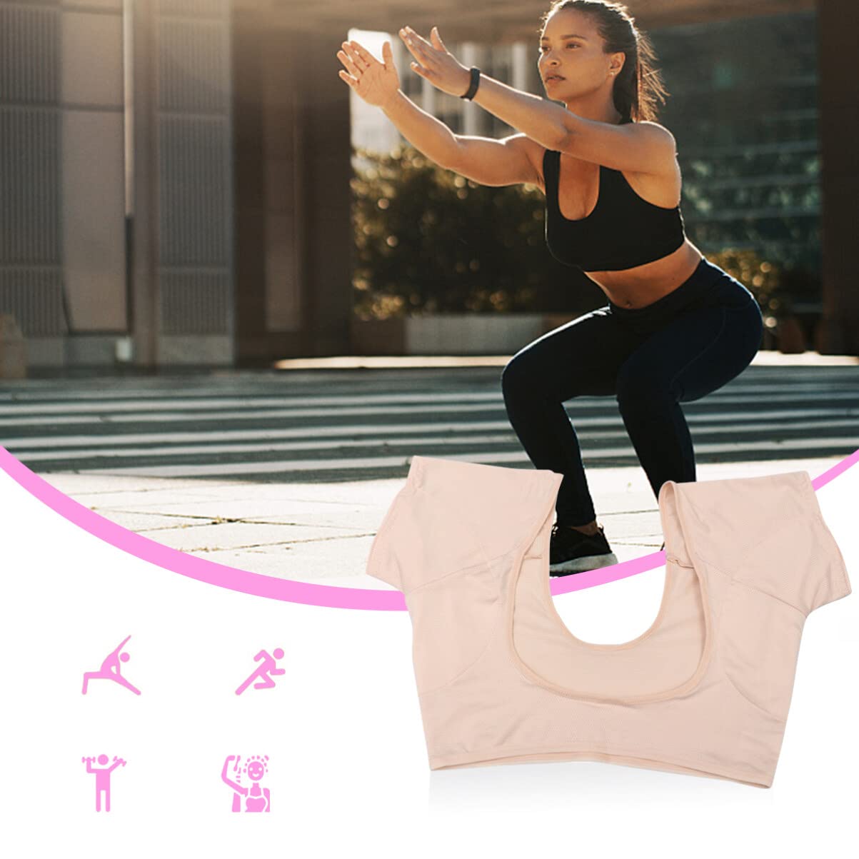 Healifty Women's Workout Tops with Hyperhidrosis Sweat Pads - Washable Underarm Sweat Shield Vest for Women & Girls (1PC, Yellow, Size M) - Perfect for Gym, Yoga & Activewear