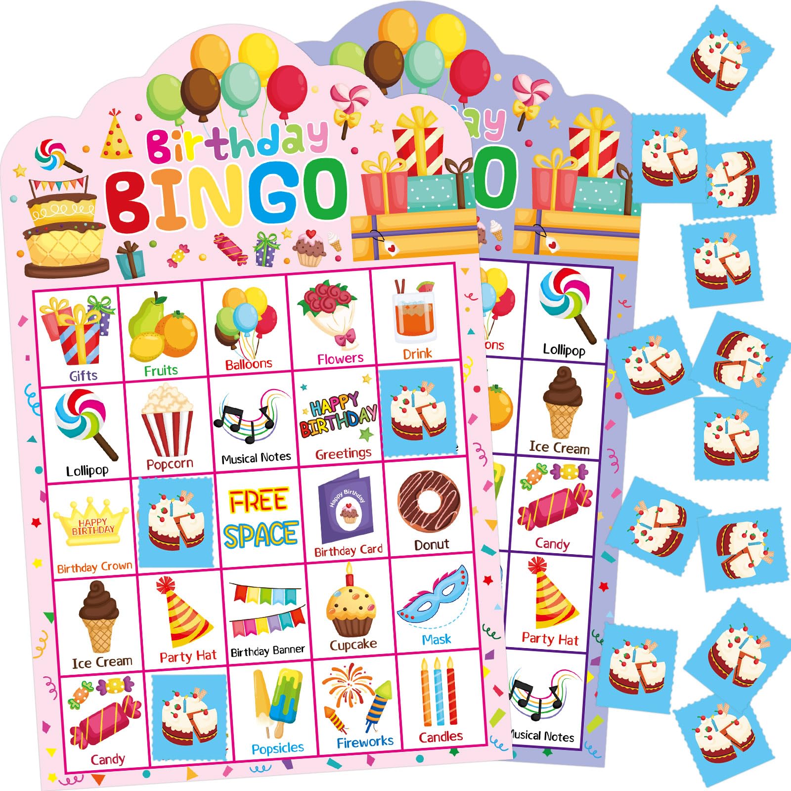 Birthday Bingo Game for Kids - 24 Player Die-Cut Bingo Cards Set - Fun Party & Classroom Activity Supplies for School Events, Family Gatherings & Holiday Celebrations