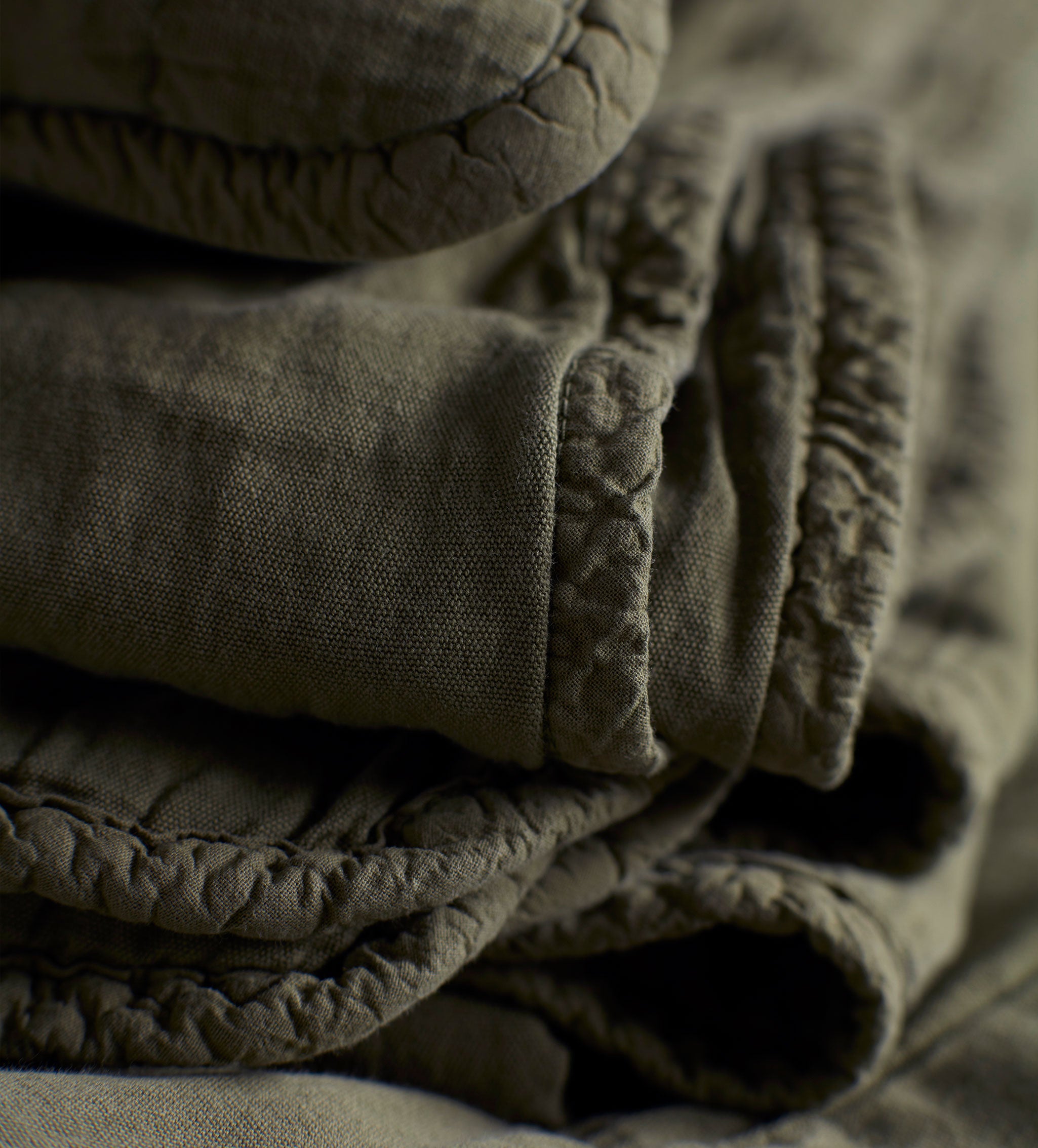 Olive Green Finn 100% Cotton Quilted Throw Blanket - Soft & Cozy Bedspread for Couch, Sofa, Bed - Perfect for Living Room, Bedroom, and Home Decor