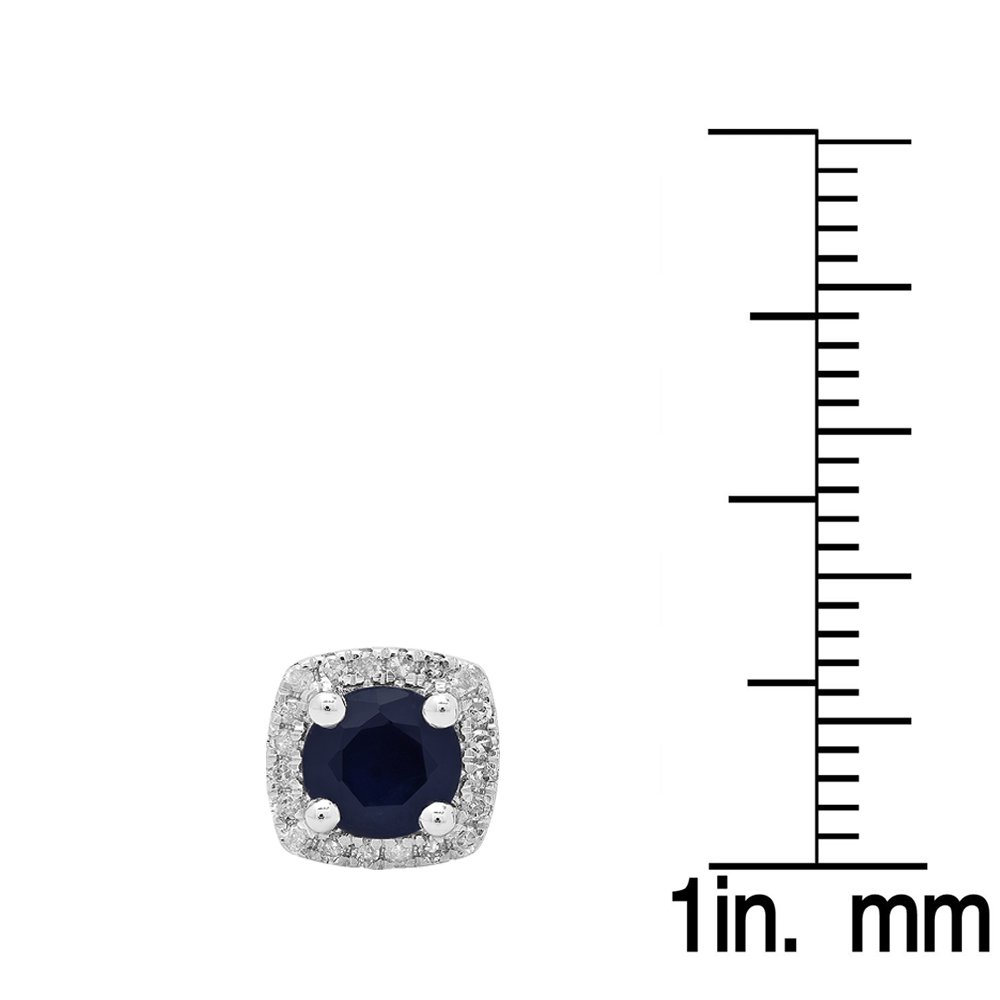 Dazzlingrock Collection 10K Solid White Gold Round Cut Blue Sapphire & White Diamond Women's Halo Stud Earrings | Elegant Jewelry for Weddings, Parties & Special Occasions