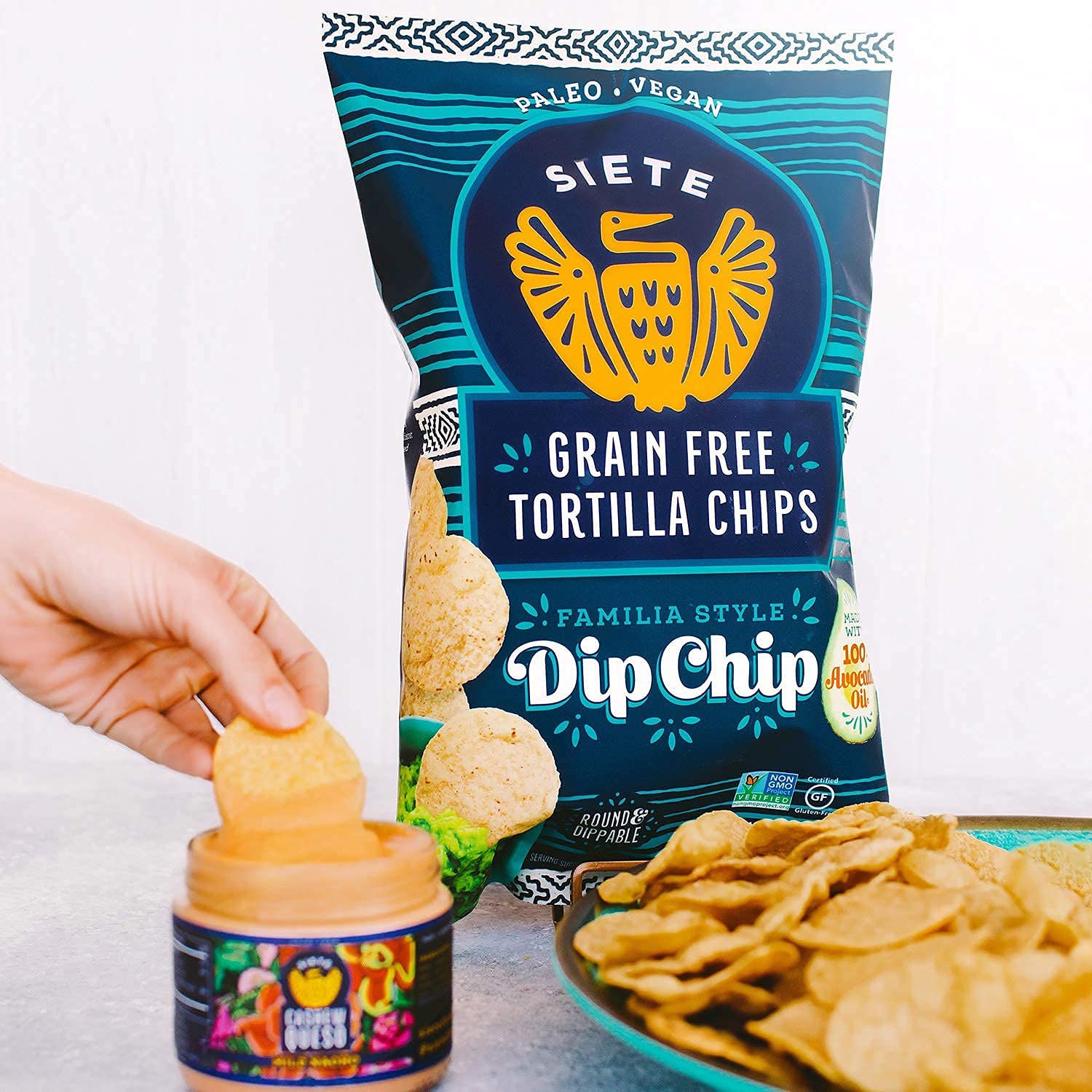 Siete Grain Free Tortilla Chips - Gluten Free, Paleo & Vegan Snacks - Non GMO, 5oz (Pack of 3) - Perfect for Dips, Nachos & Healthy Snacking