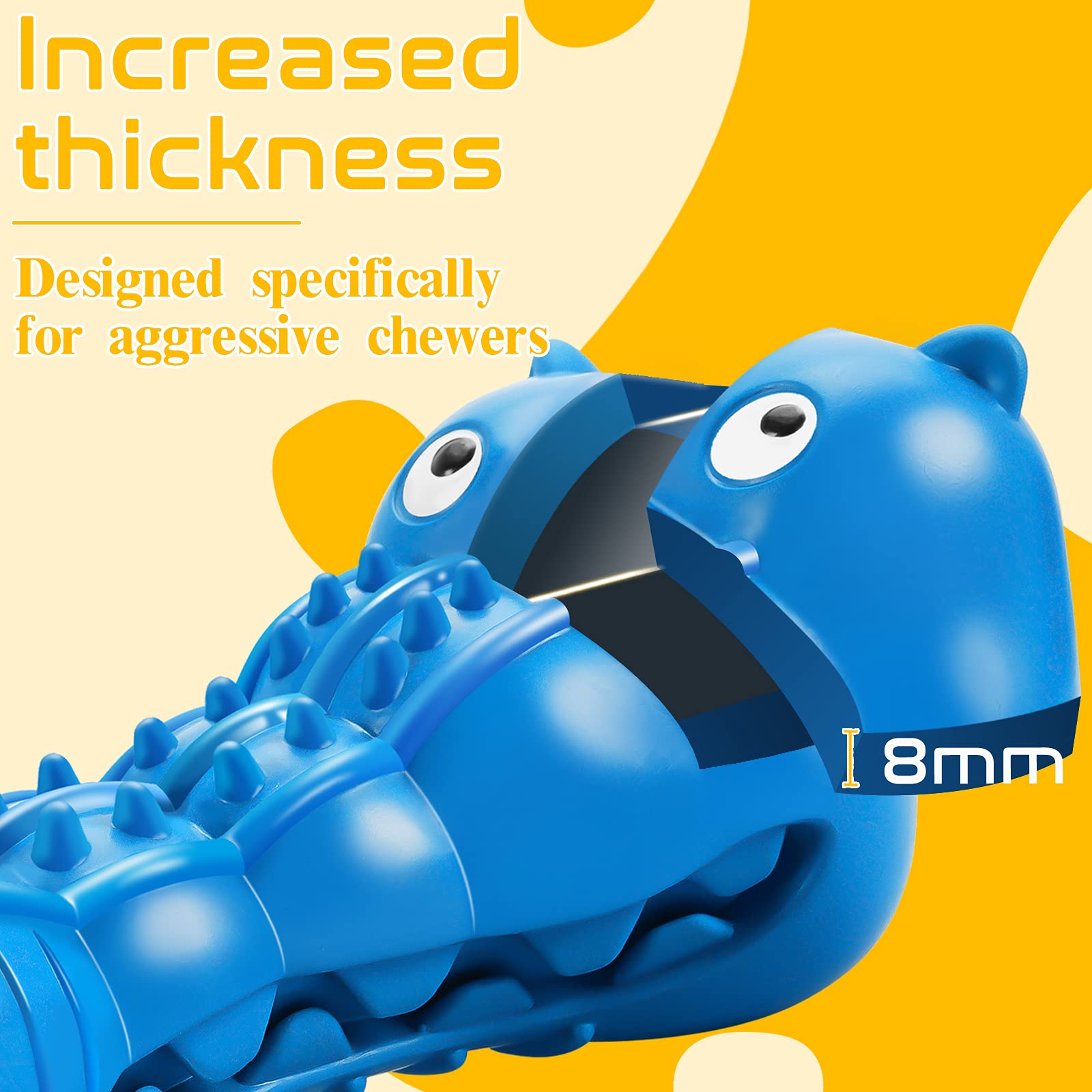 **Rmolitty Indestructible Squeaky Dog Toys for Aggressive Chewers - Durable Natural Rubber Chew Toys for Large & Medium Breed Dogs - Non-Toxic, Tough & Long-Lasting (Hippo-Blue) - Perfect for Playtime, Training & Teething Relief**