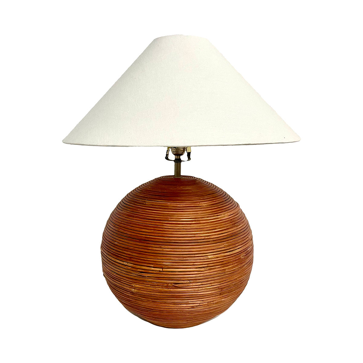 Rattan Wrapped Sphere Table Lamp - Natural Woven Rattan Shade, Modern Boho Bedside Lighting for Bedroom, Living Room & Office Decor