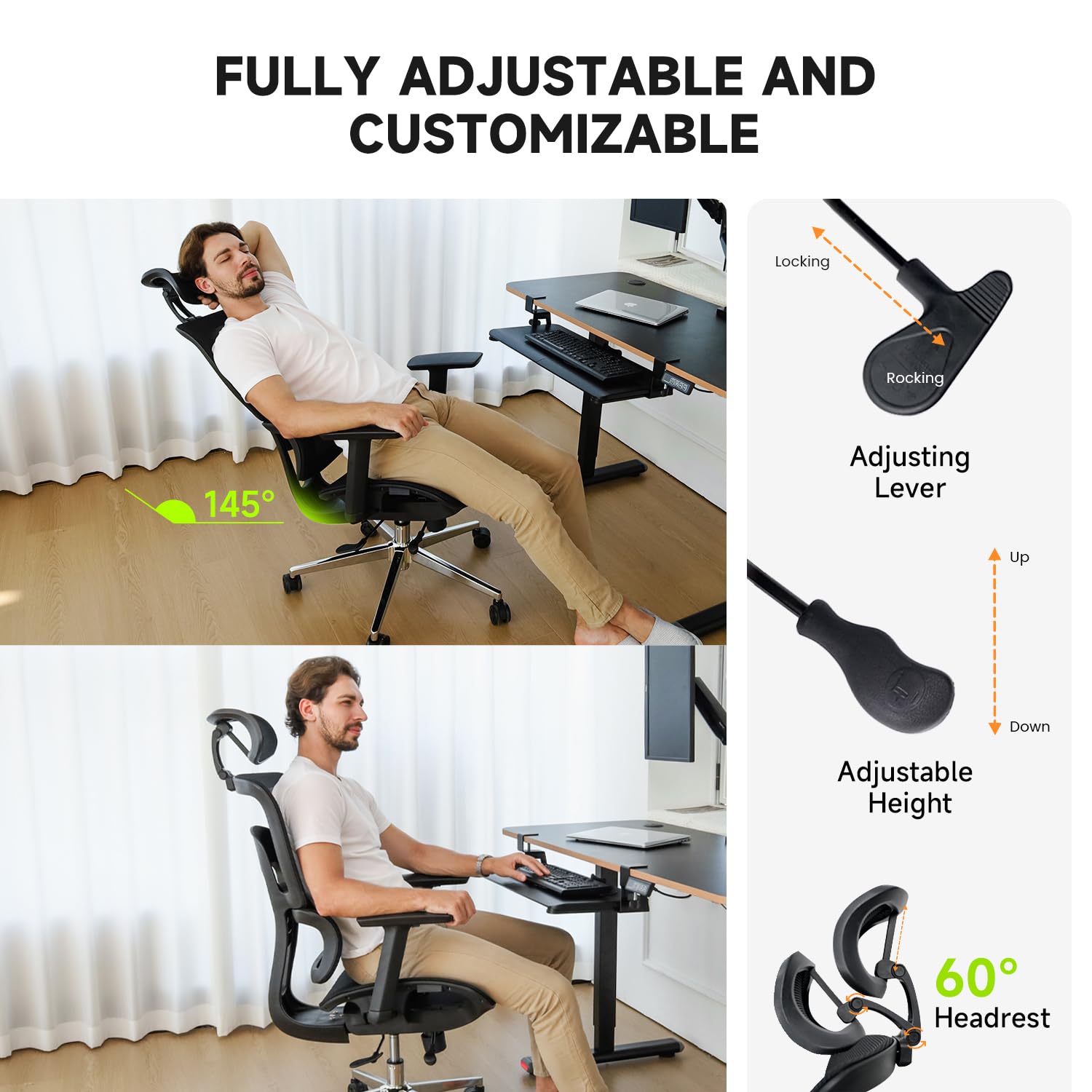 Premium Ergonomic Office Chair for Big & Tall - Heavy Duty 400Lbs Capacity, Adjustable High Back Computer Desk Chair for Gaming & Work - Ideal for Large Professionals & Long Hours Sitting (6'5