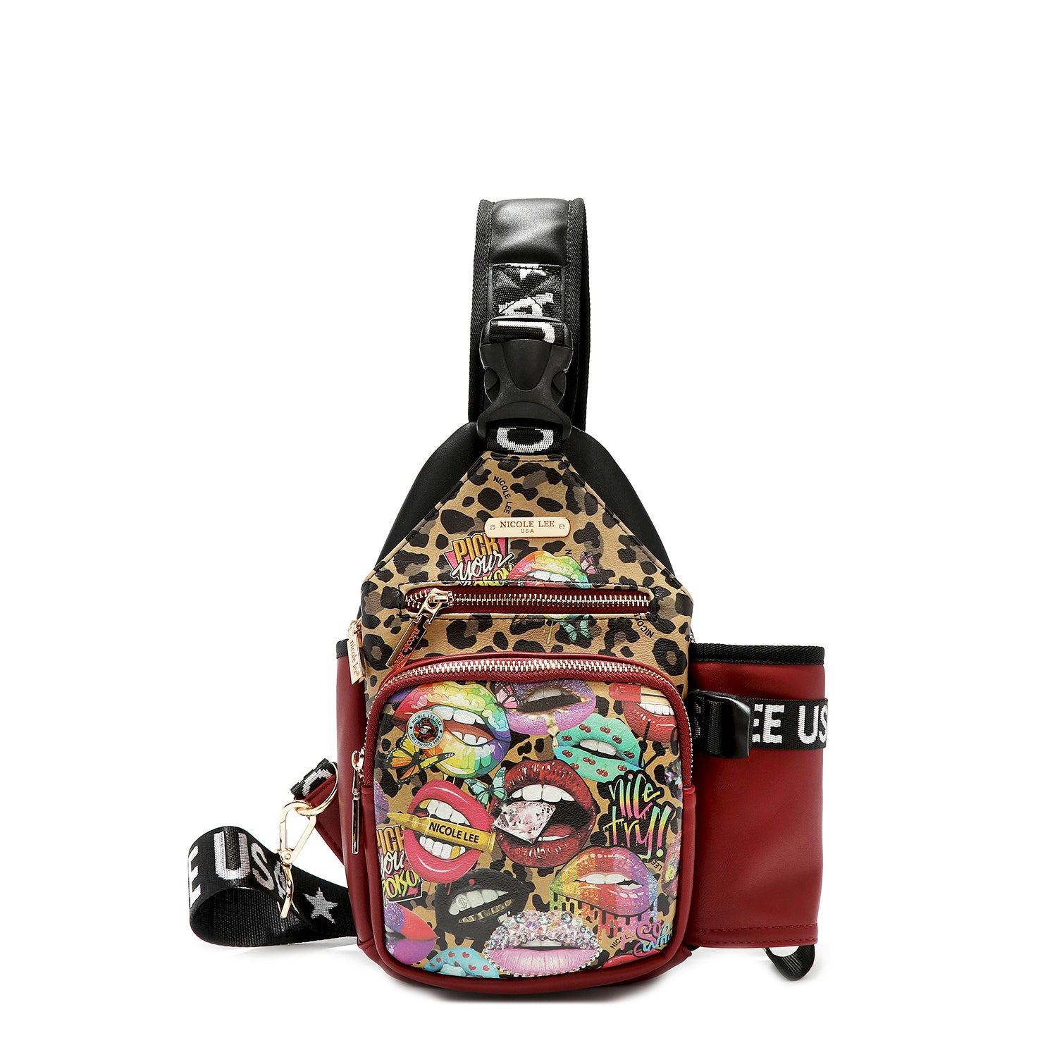 VALERIA Adjustable Sling Backpack with Water Bottle Holder - Lightweight Crossbody Bag for Travel, Hiking & Daily Commute
