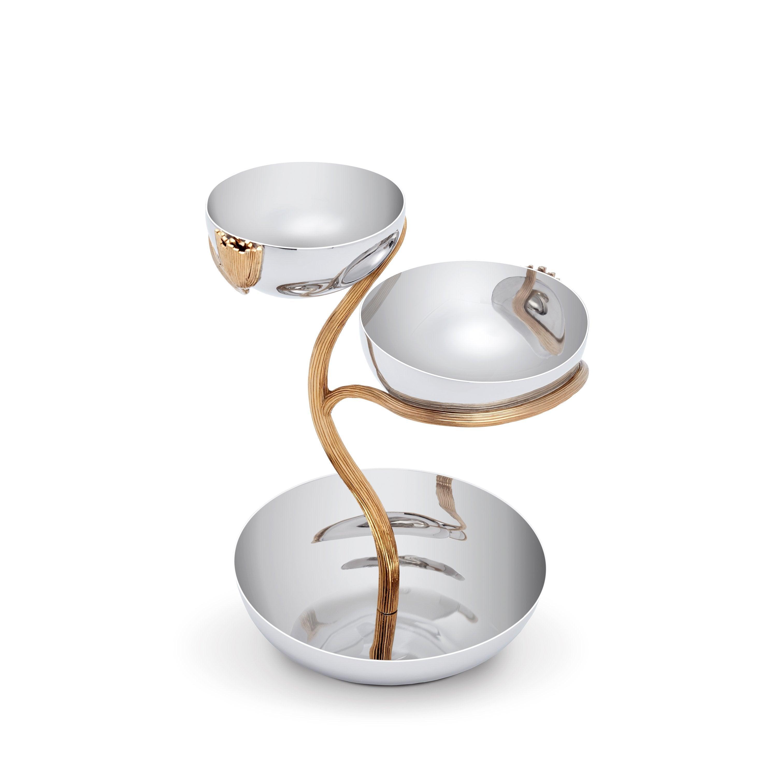 3-Tier Decorative Leaf Serving Tray - Medium Size for Elegant Dessert Display, Party Snack Serving, and Stylish Home Decor
