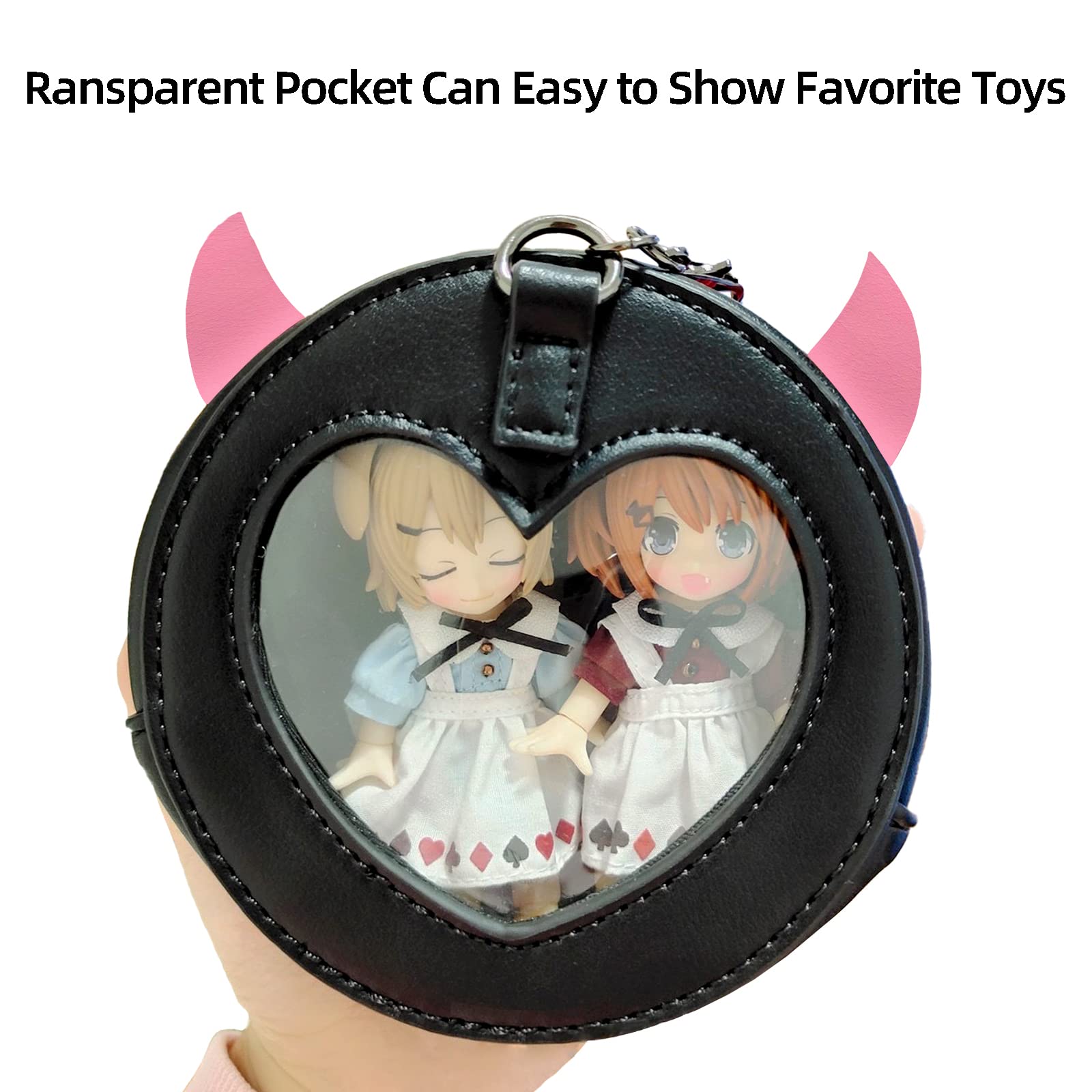 YOU WIZV Cartoon Demon Wing Round Itabag - Small Crossbody Waist Bag for Cosplay, Anime Conventions & Gothic Fashion | Perfect for Makeup, Jewelry, Keys & Accessories Storage