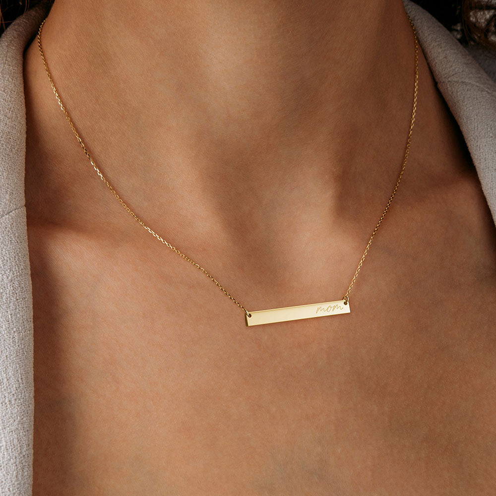 Personalized Engraved Bar Necklace for Women - Custom Name & Date Jewelry Gift for Mom, Wife, Girlfriend - Perfect for Anniversaries, Birthdays & Special Occasions