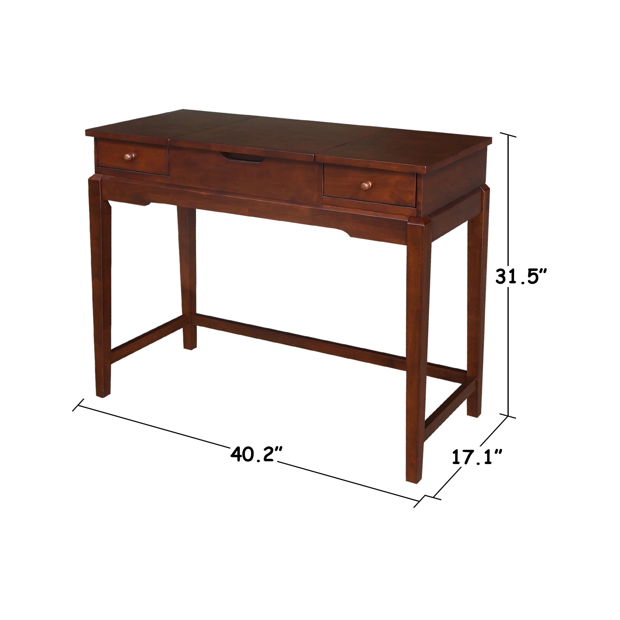 International Concepts Vanity Table with Mirror, Espresso Finish - Elegant Dressing Table for Makeup & Jewelry Organization - Perfect for Bedroom, Bathroom, or Dressing Room Decor