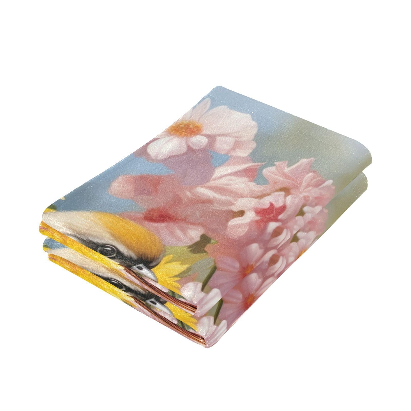 Soft Floral Spring Bird Bath Towels Set of 2 - Absorbent Hand & Wash Cloths for Bathroom, Kitchen, Beach & Shower - Perfect for Home Decor, Spa Days & Coastal Living
