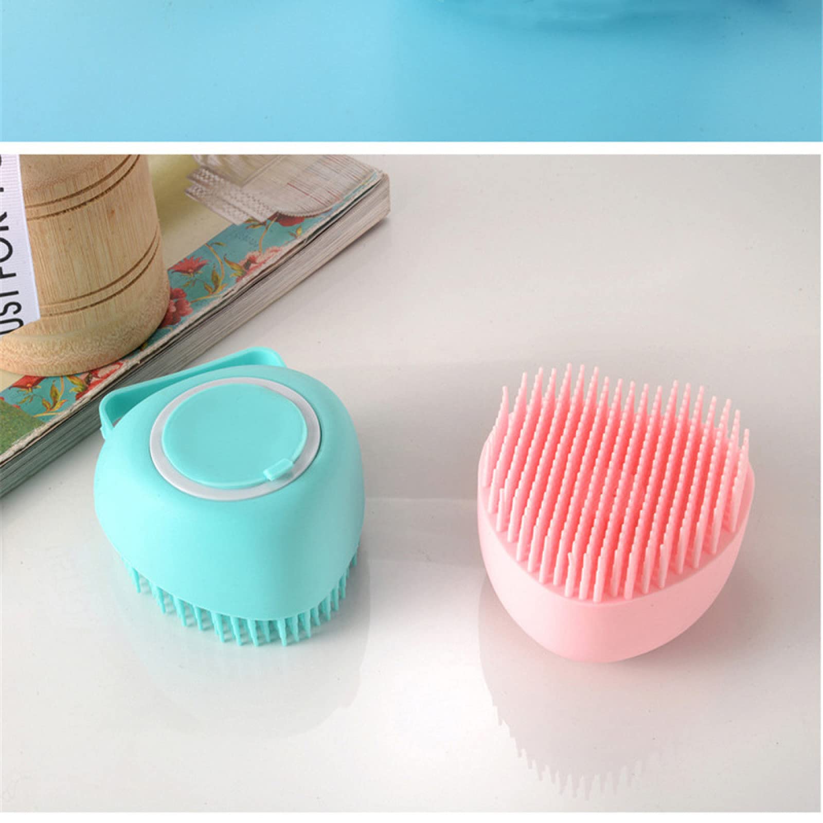 2-in-1 Silicone Body Brush & Exfoliator with Shower Gel Dispenser - Soft Bath Scrubber for Adults & Babies - Scalp Massage Brush for Shower & Spa (Pink) | Perfect for Exfoliating Skin & Relaxing Massage in Bath or Shower