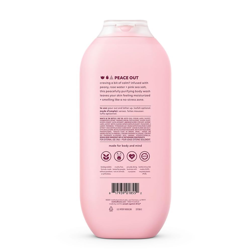 Method Pure Peace Body Wash - 18 oz, Paraben & Phthalate Free, Vegan & Cruelty-Free - Refreshing Shower Gel for Sensitive Skin - Perfect for Daily Use & Relaxing Bath Time
