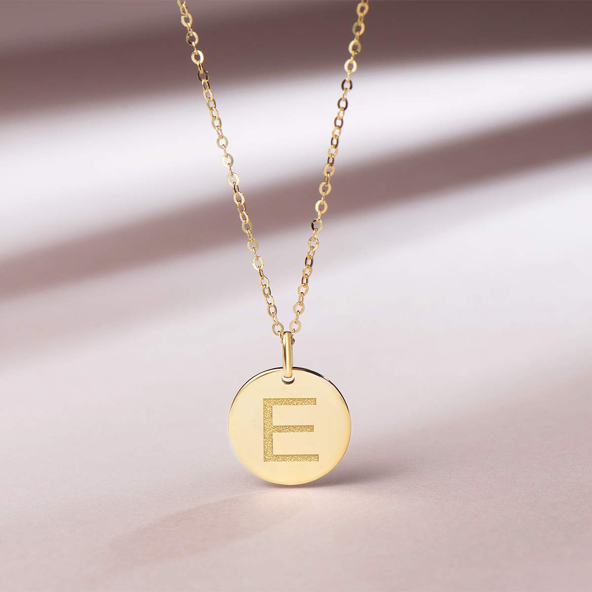 14K Solid Gold Initial Necklace for Women - Small Monogram Letter Pendant, 18