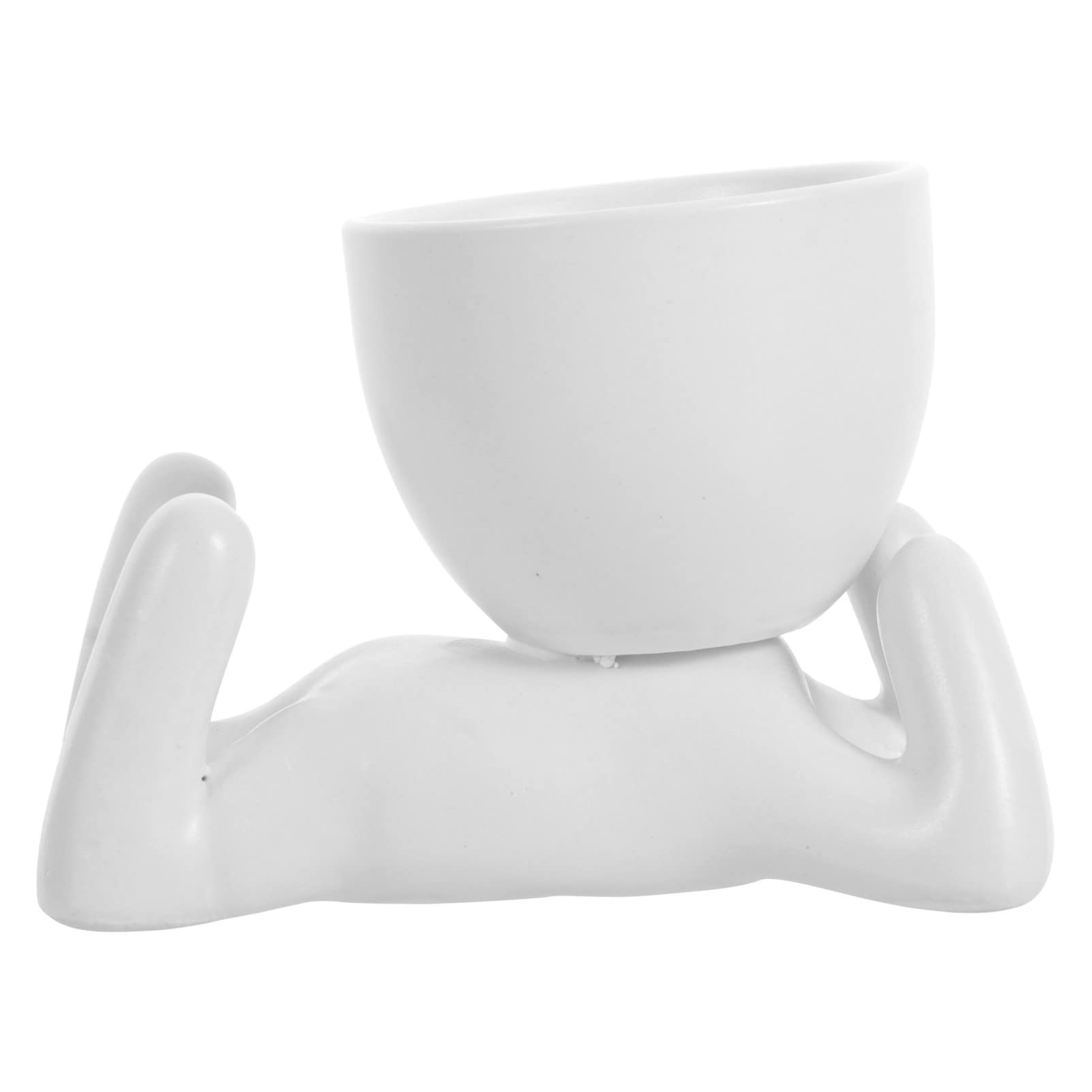 White Ceramic Succulent Planter - Lying Human Head Flower Pot for Home Decor, Gardening, and Indoor Plants | Perfect for Succulents, Cacti, and Small Flowers