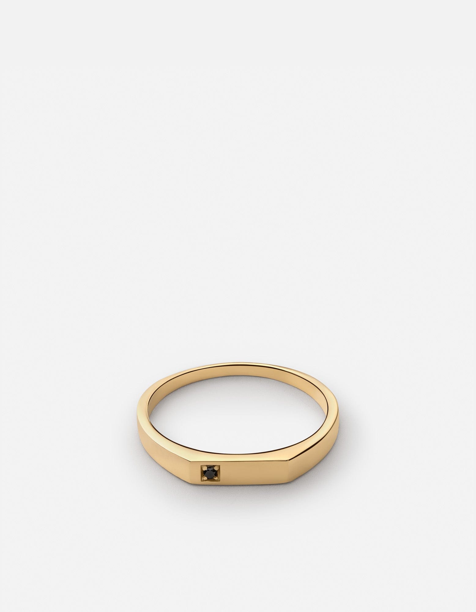 Elegant Thin Geo Black Diamond Ring in 14K Gold Vermeil - Perfect for Engagement, Anniversary & Special Occasions