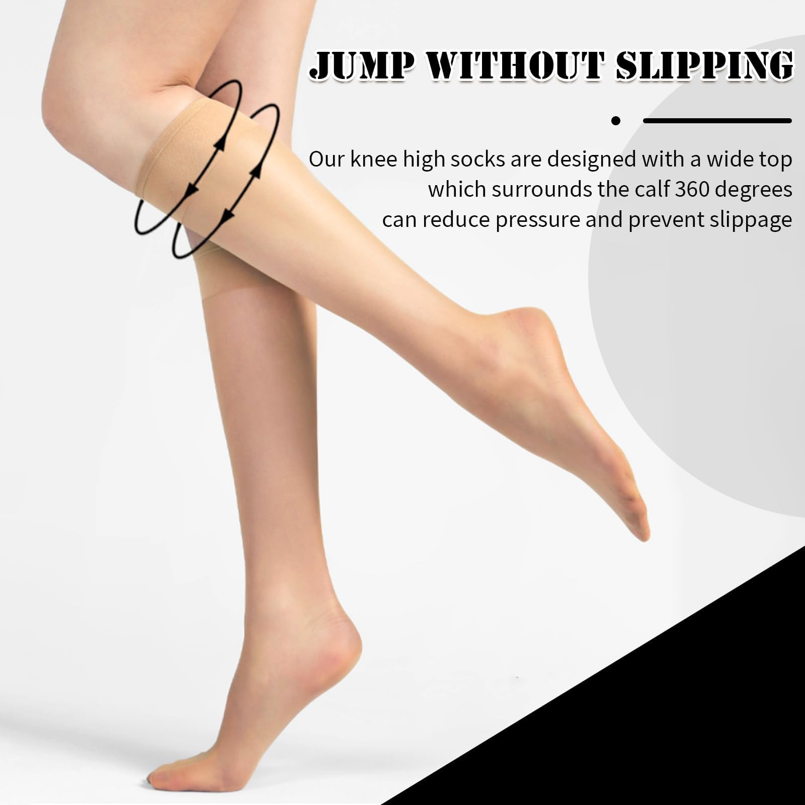 12 Pairs Women's Breathable Knee High Socks - Black & Nude Sheer Nylon Tights, Comfortable Elastic Stockings for Everyday Wear, Work & Fashion Outfits