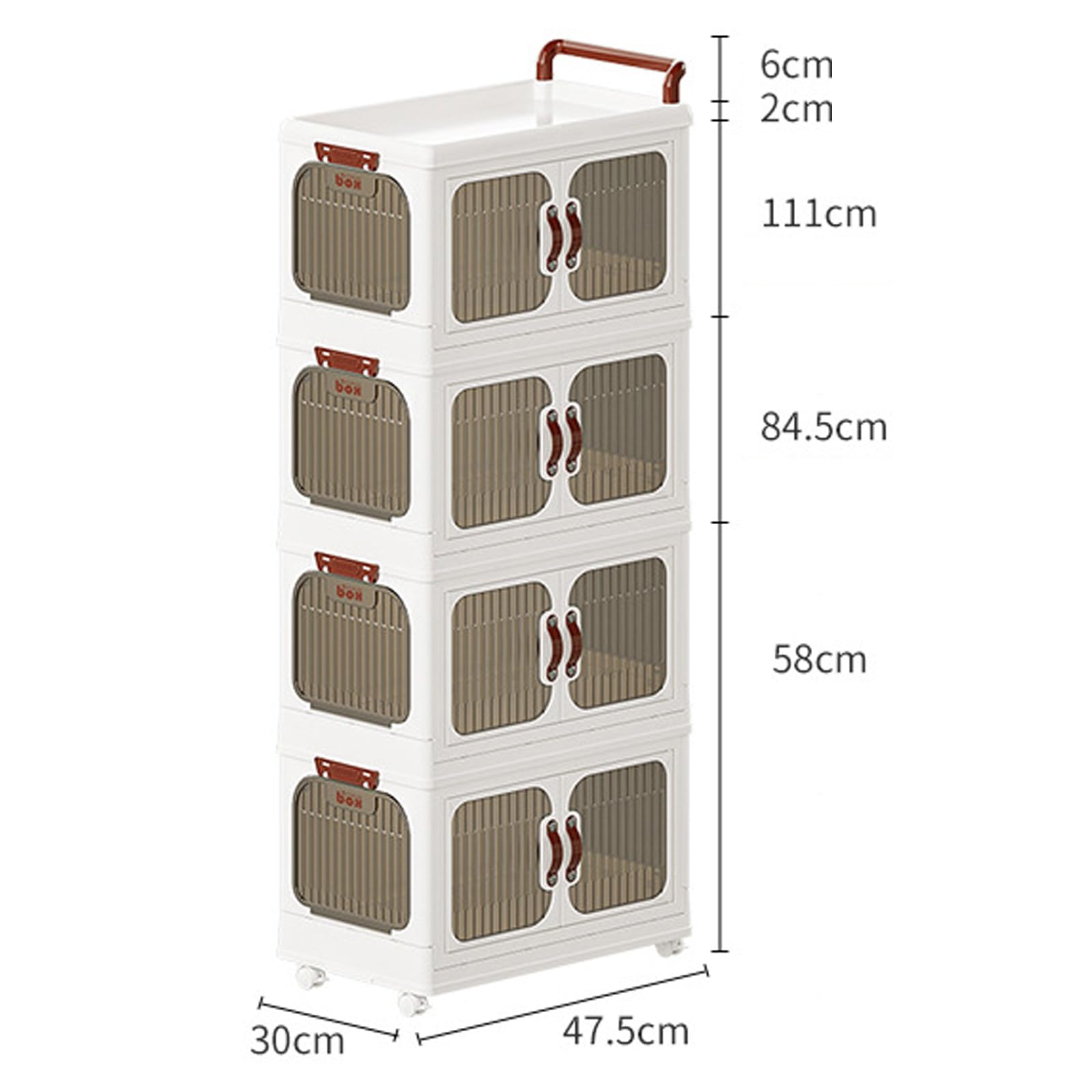 Stackable Plastic Storage Bins with Lids & Wheels - 4-Tier Collapsible Storage Cabinet with Handles for Closet, Dorm Room, Office (47.5 x 30 x 119cm) - Perfect for Organizing Clothes, Toys, Books & Home Essentials
