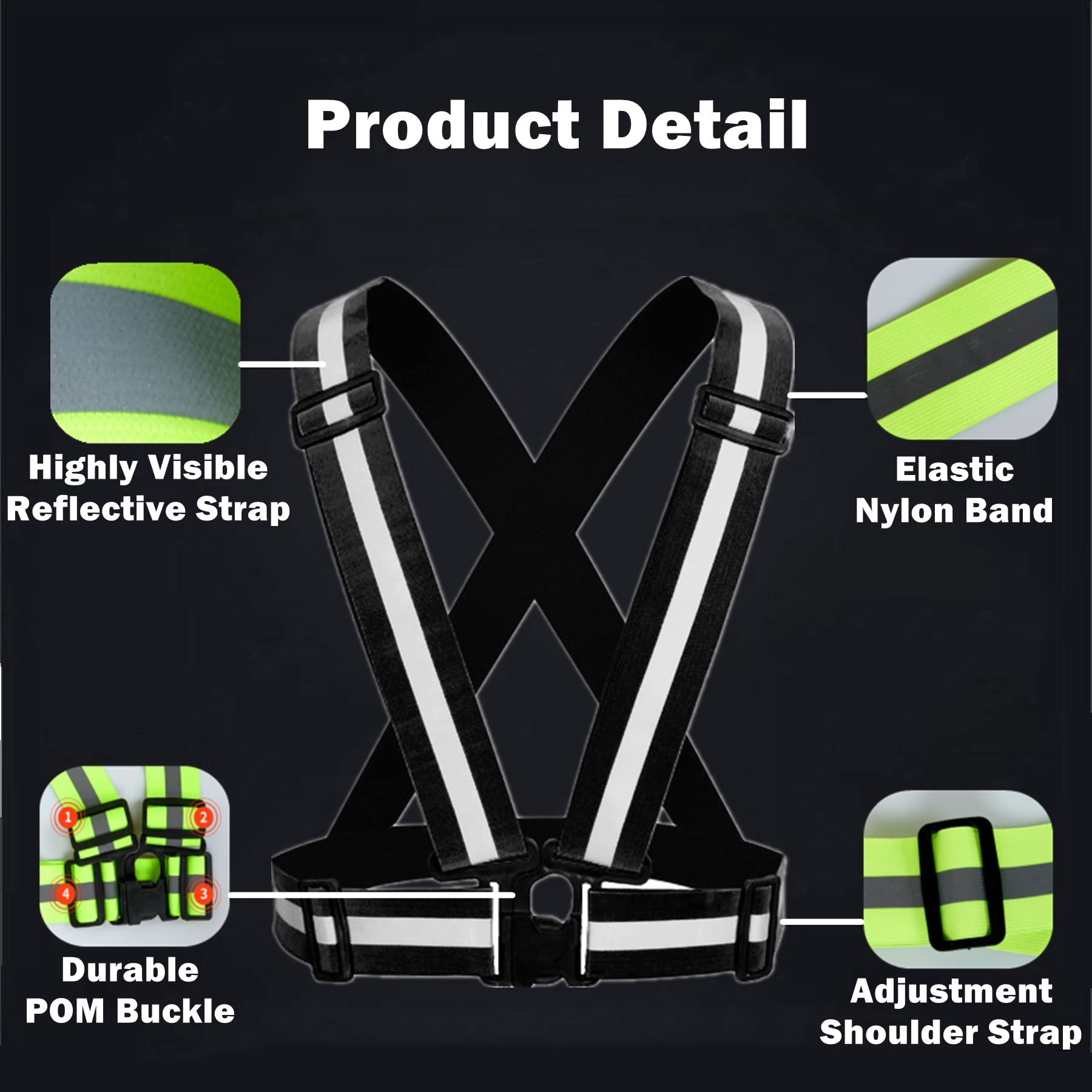 High Visibility Reflective Running Gear Set - 3-Piece Reflective Vest, Armband & Belt for Men, Women & Kids | Night Cycling, Walking & Jogging Safety Equipment for Enhanced Visibility in Low Light Conditions