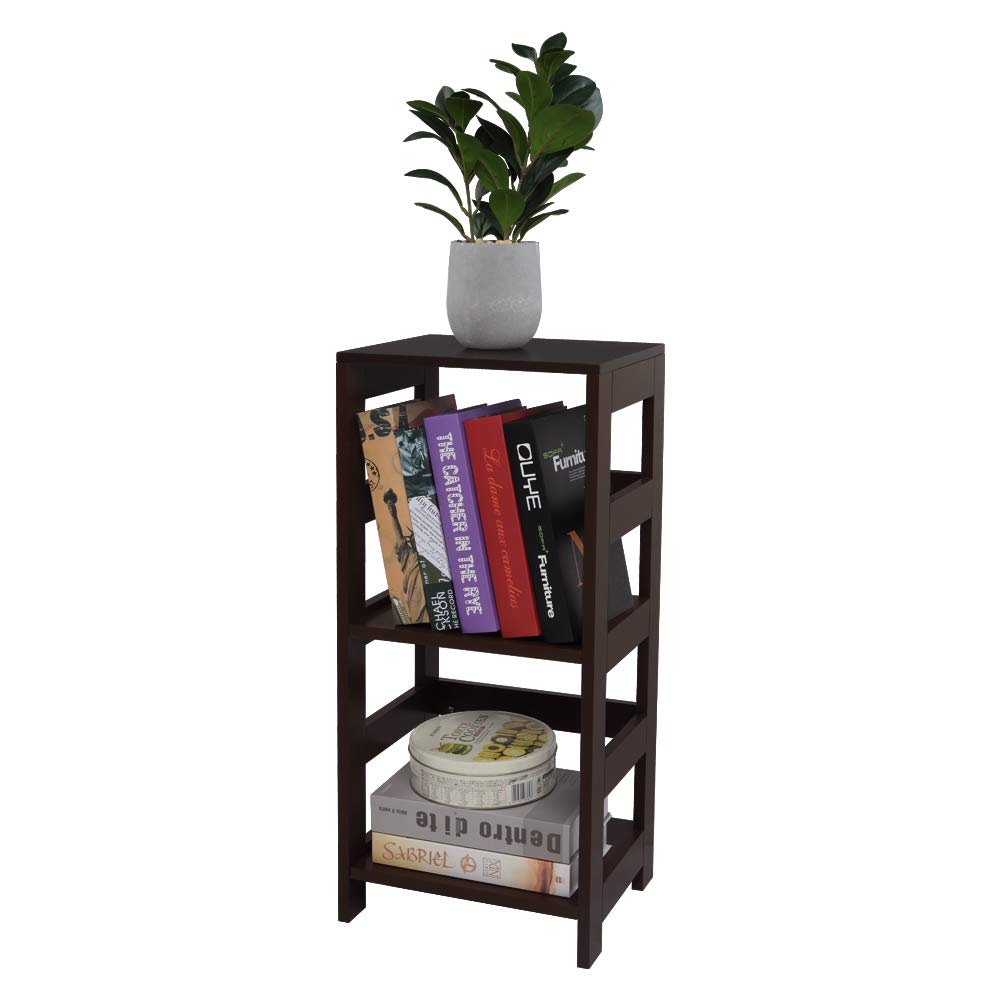 3-Tier Wooden Bookshelf - Sturdy Bookcase Storage Organizer for Books, Decor & More | Open Shelf Rack for Bedroom, Living Room, Office & Bathroom | Space-Saving Brown Display Shelves | Perfect for Home Organization & Stylish Storage Solutions