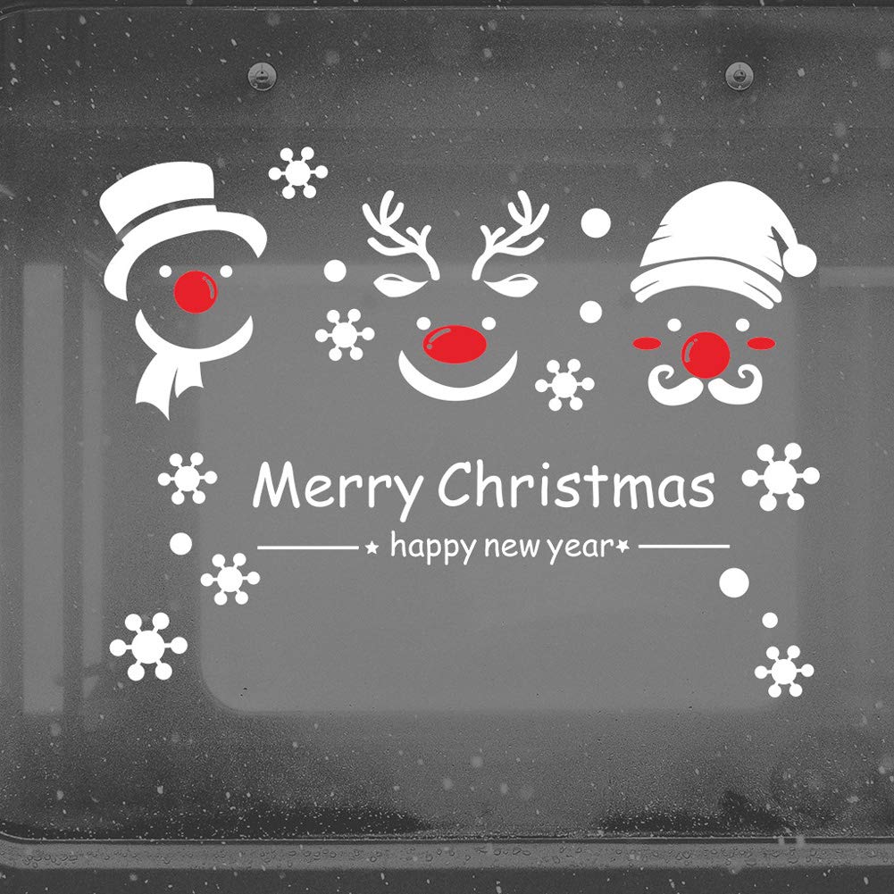 Christmas Window Stickers - Santa Claus Snowflakes Snowman Deer Removable Vinyl DIY Decals for Wall, Window & Door Decor | Holiday Home & Office Decorations